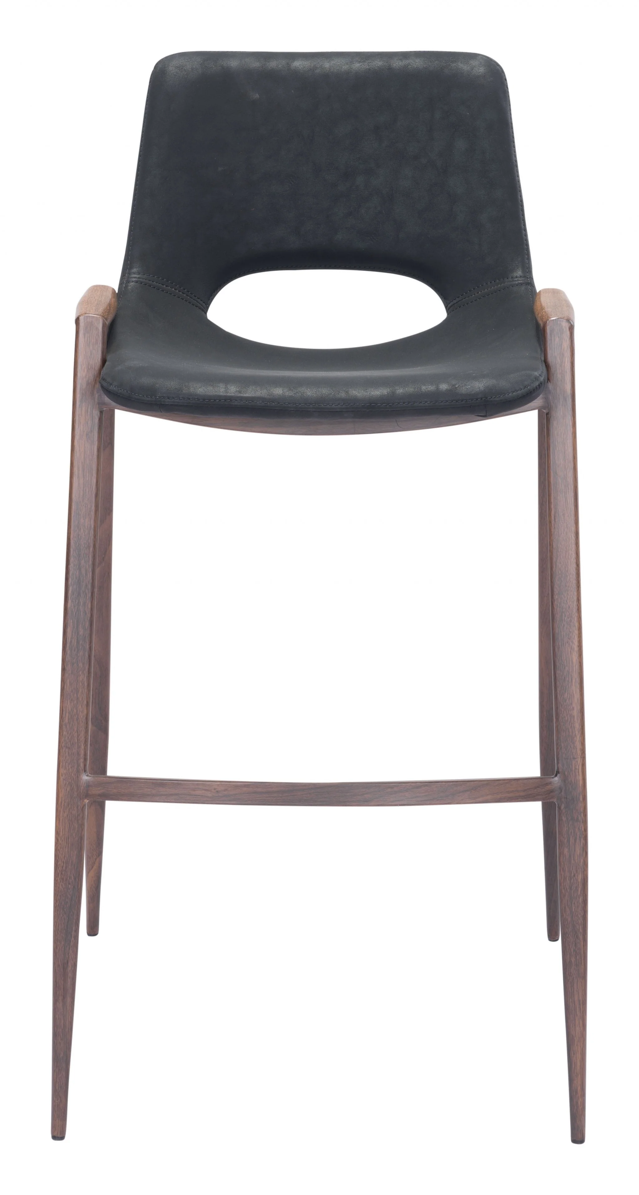 Set Of Two 39" Black And Brown Steel Low Back Bar Height Chairs With Footrest By Homeroots - Image 3