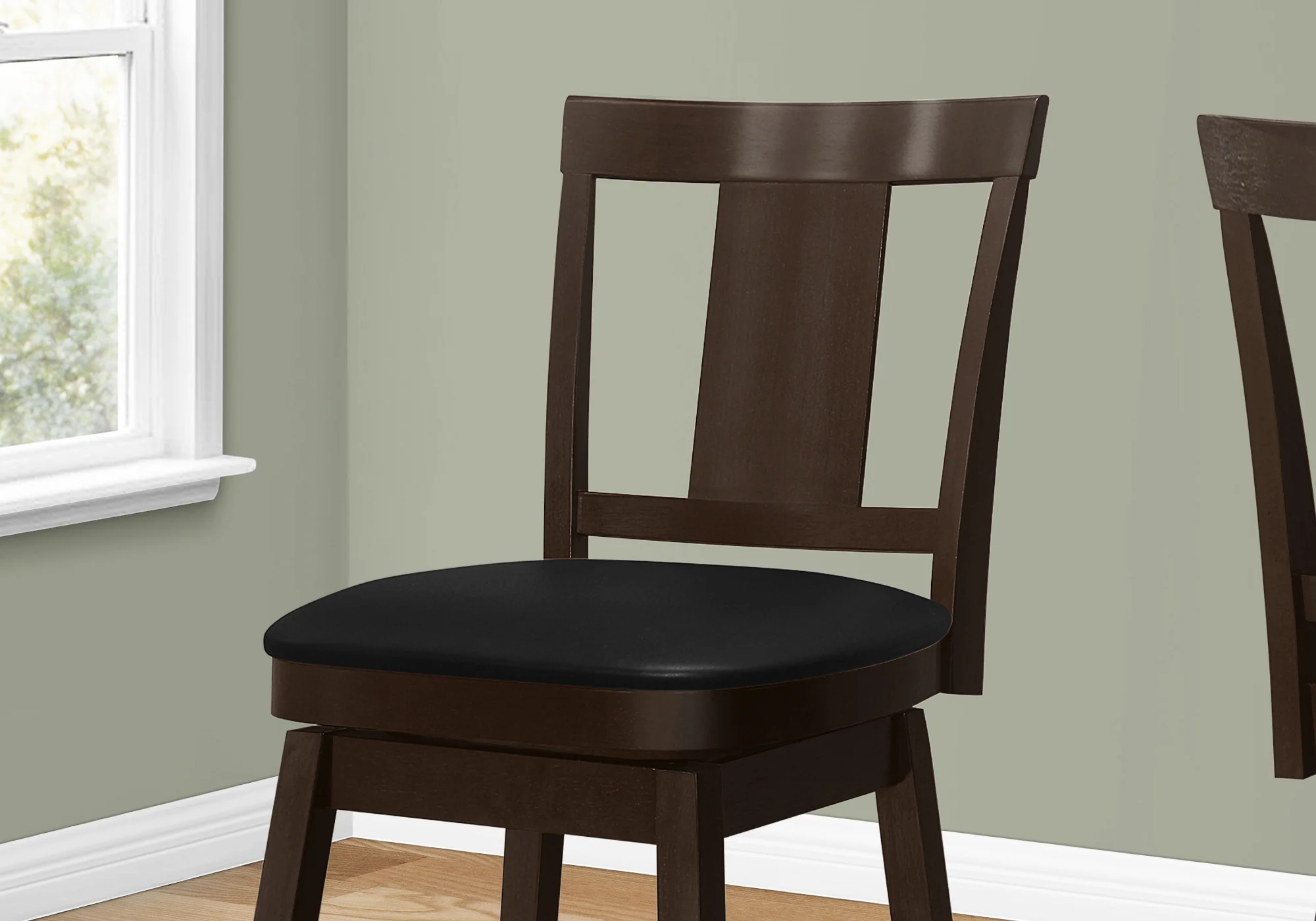 Set Of Two 39" Black Espresso Counter Height Swivel Full Back Bar Chairs By Homeroots - Image 3