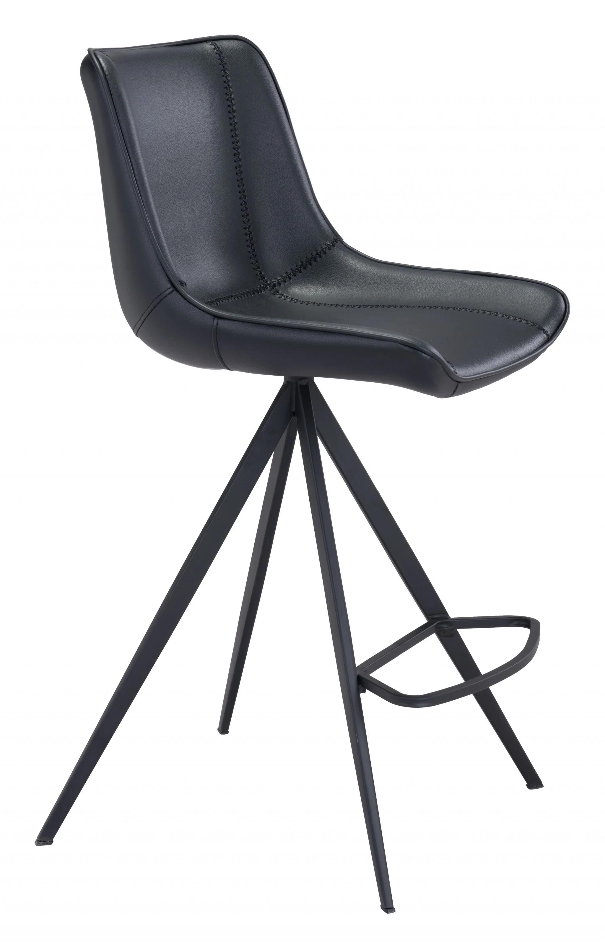 Set Of Two 39" Black Steel Low Back Counter Height Bar Chairs With Footrest By Homeroots - Image 2
