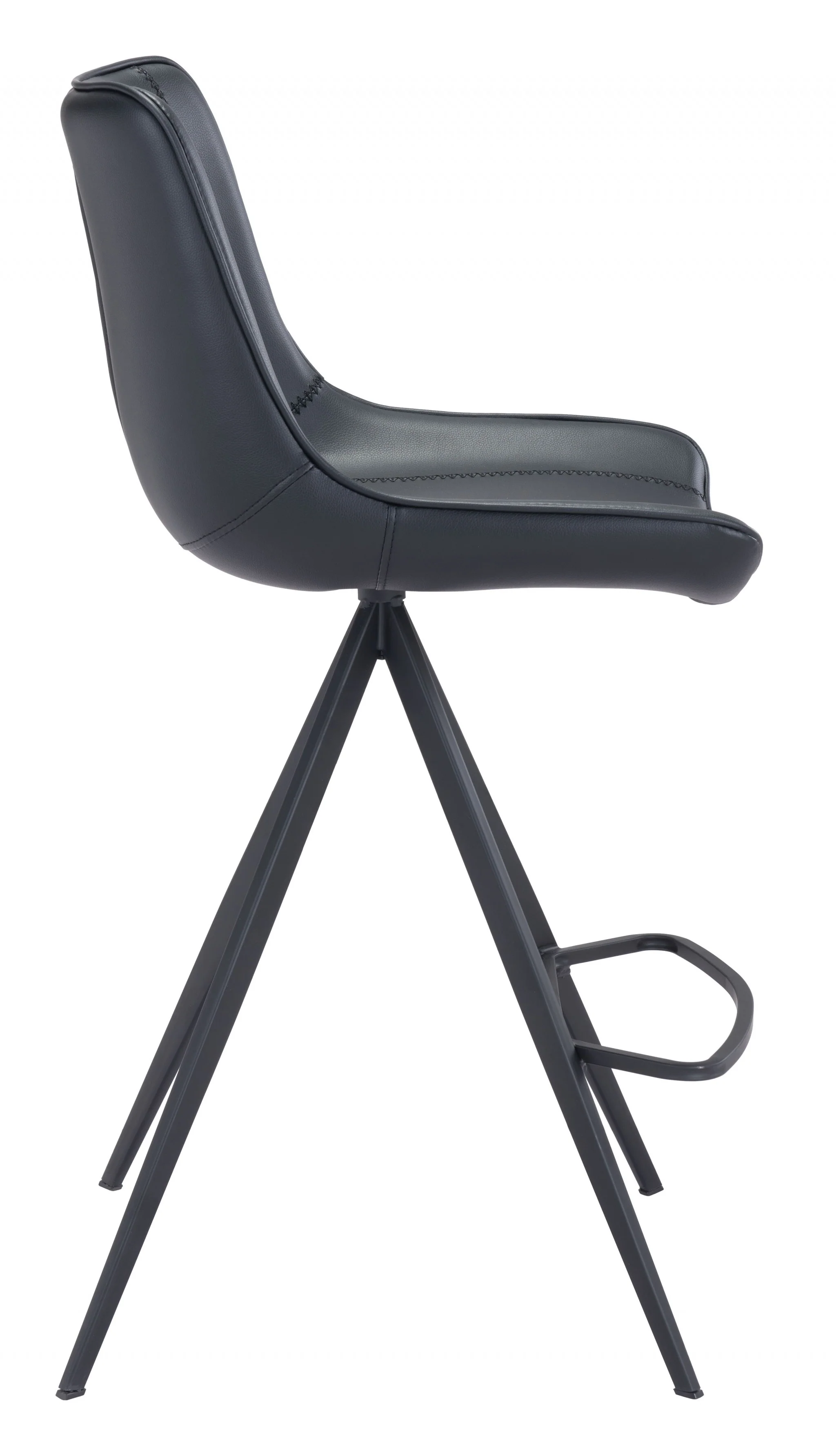 Set Of Two 39" Black Steel Low Back Counter Height Bar Chairs With Footrest By Homeroots - Image 3