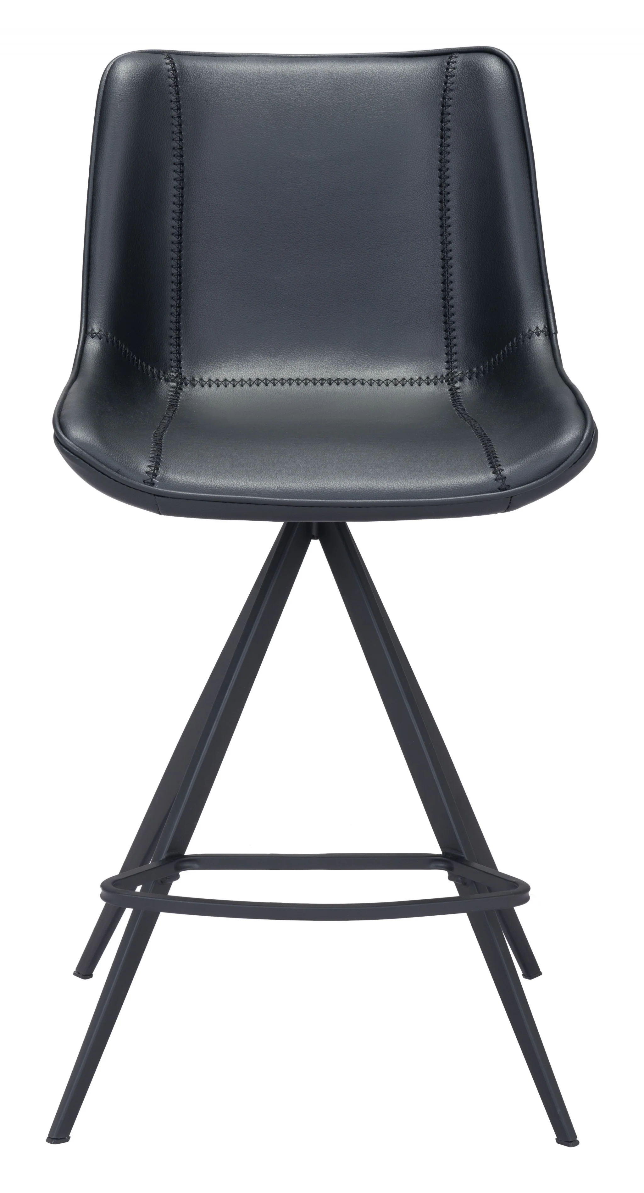 Set Of Two 39" Black Steel Low Back Counter Height Bar Chairs With Footrest By Homeroots - Image 4