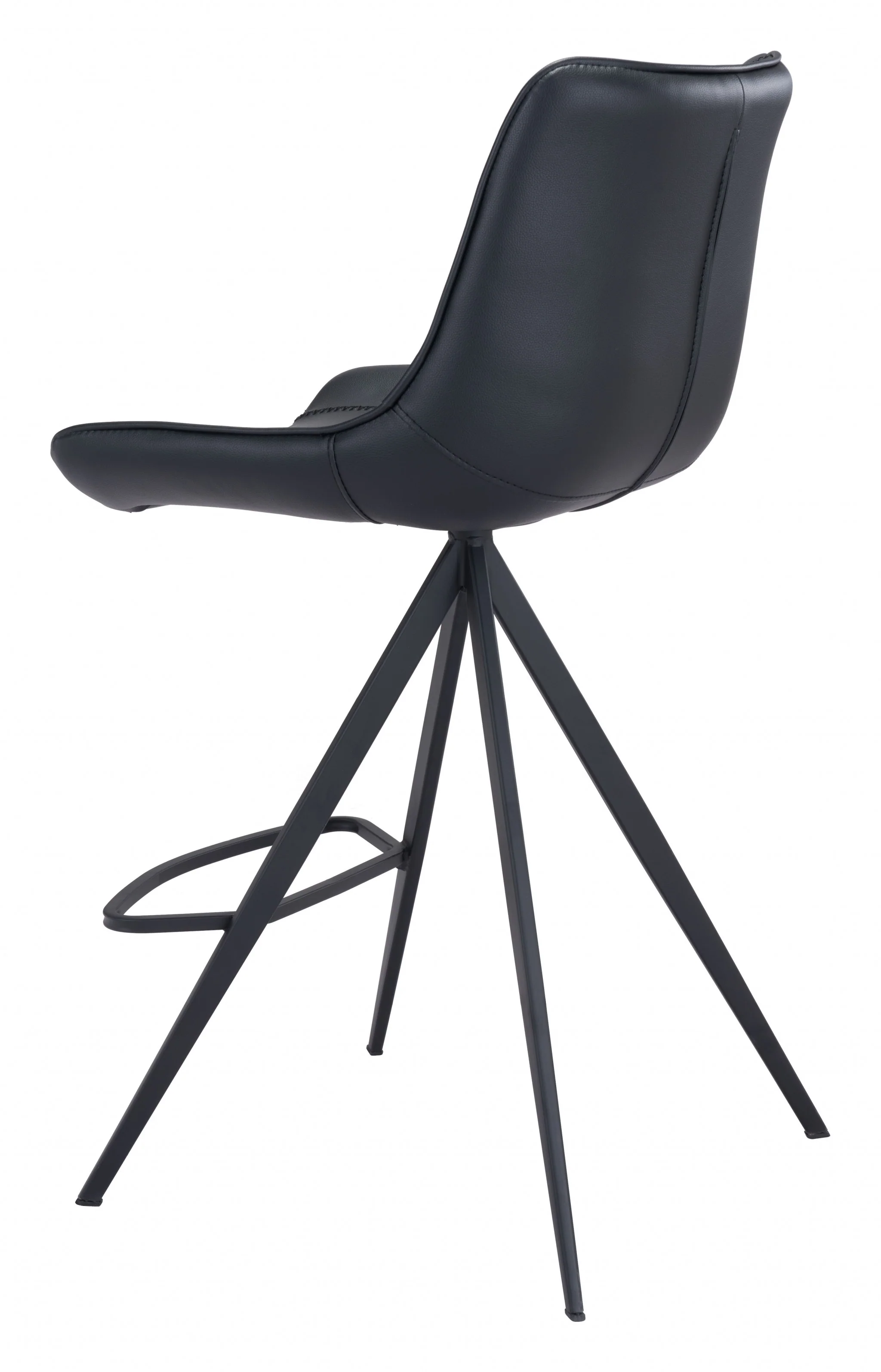 Set Of Two 39" Black Steel Low Back Counter Height Bar Chairs With Footrest By Homeroots - Image 6