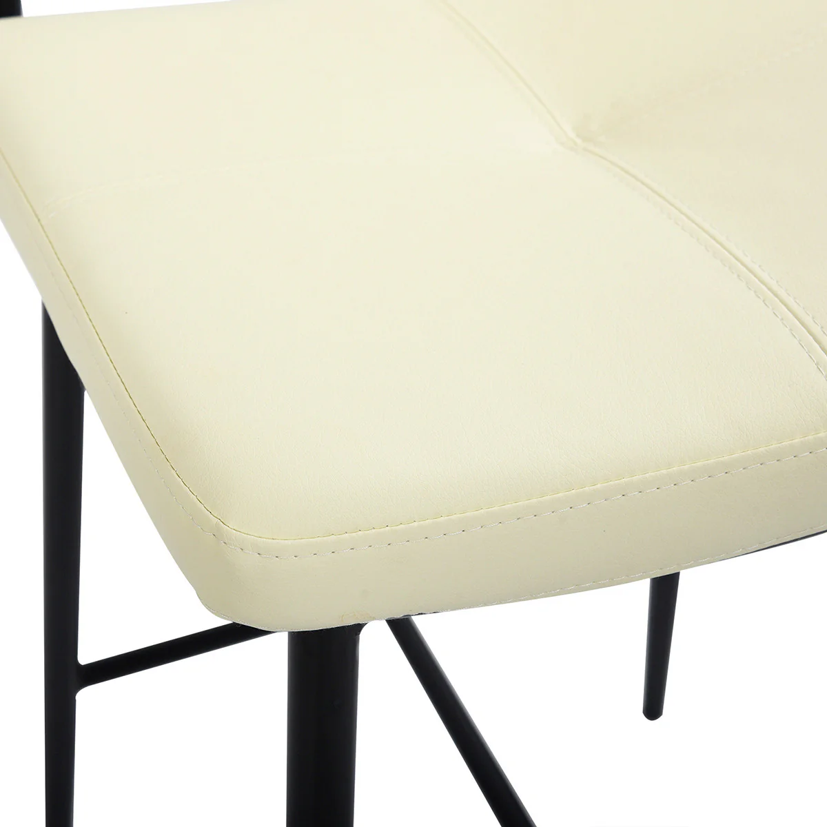 Set Of Two 39" Cream Faux Leather And Black Low Back Bar Height Bar Chairs By Homeroots - Image 3