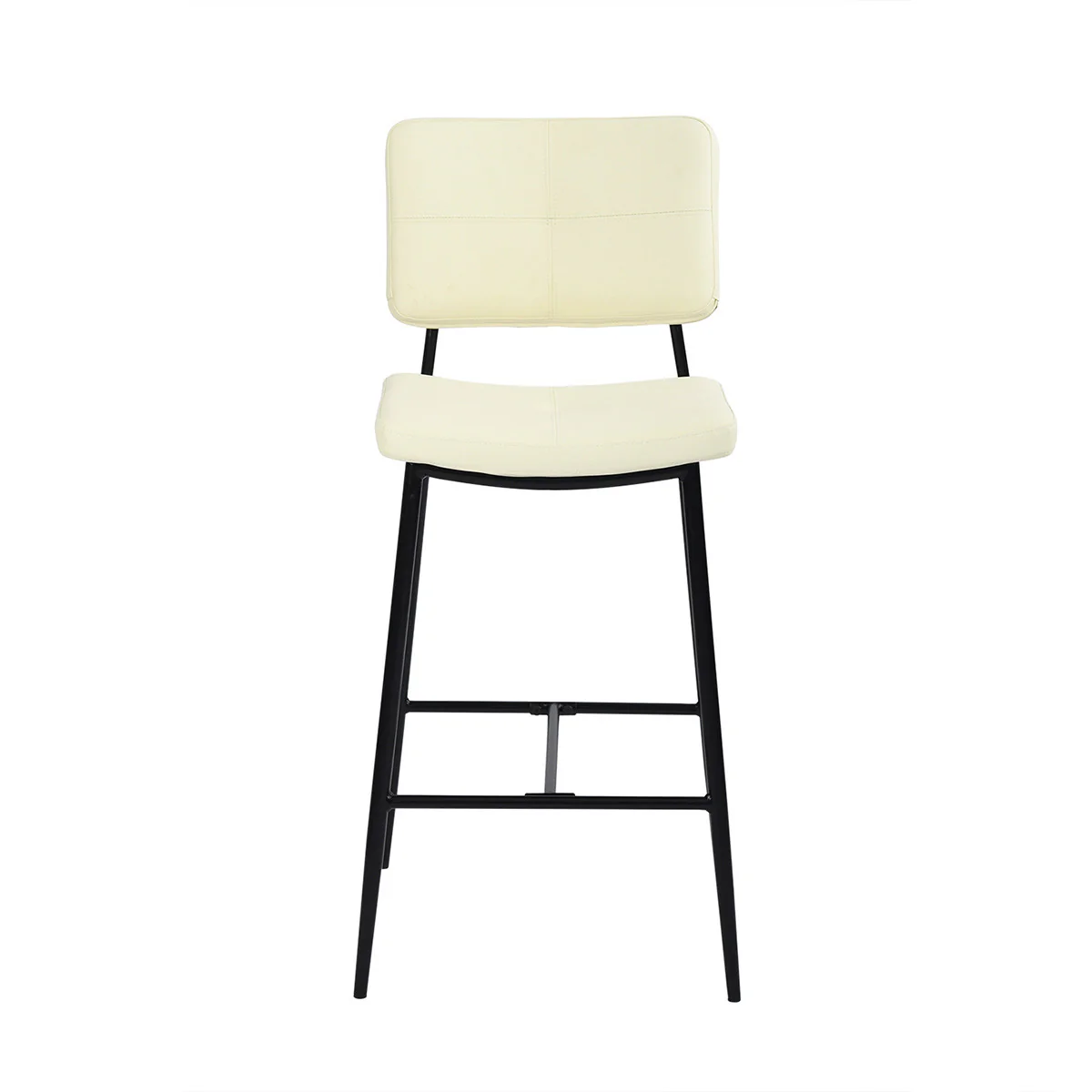Set Of Two 39" Cream Faux Leather And Black Low Back Bar Height Bar Chairs By Homeroots - Image 4