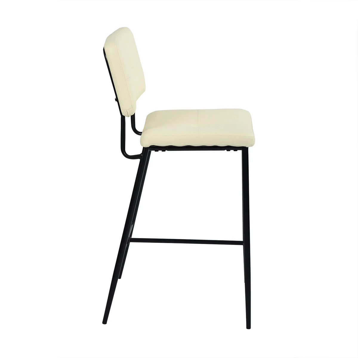 Set Of Two 39" Cream Faux Leather And Black Low Back Bar Height Bar Chairs By Homeroots - Image 5