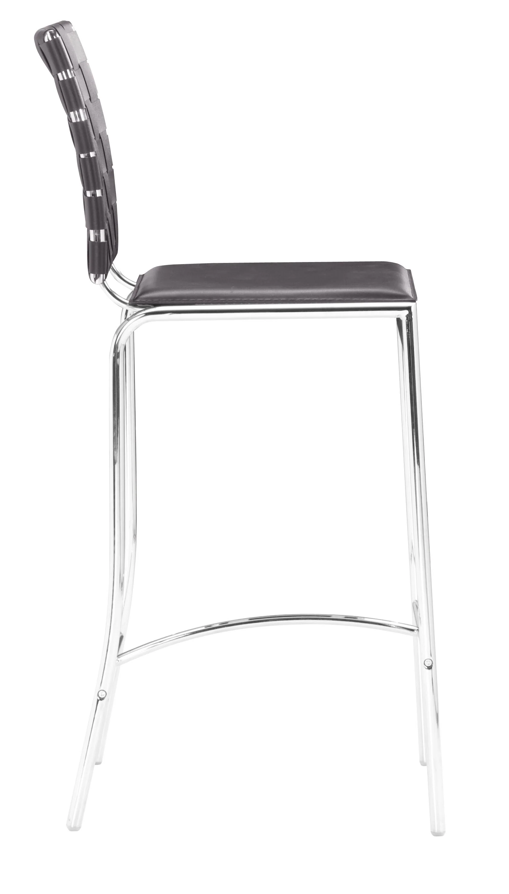 Set Of Two 39" Espresso And Silver Low Back Counter Height Bar Chairs With Footrest By Homeroots - Image 2