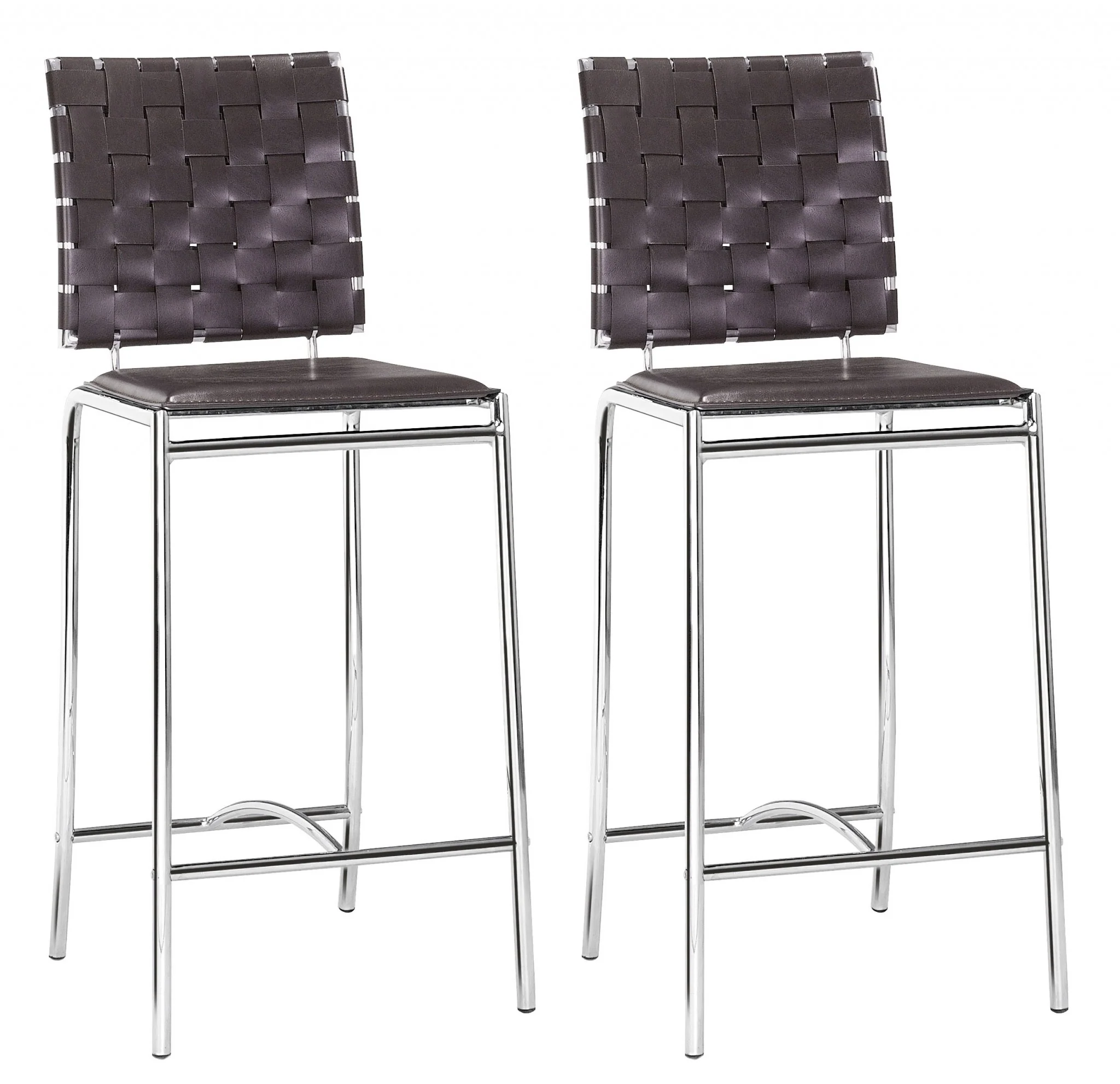 Set Of Two 39" Espresso And Silver Low Back Counter Height Bar Chairs With Footrest By Homeroots - Image 5