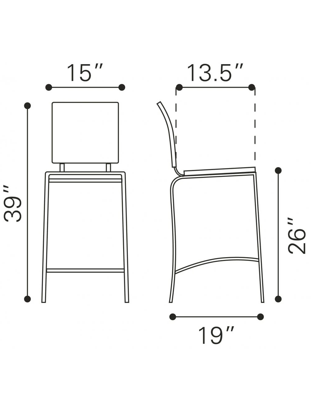 Set Of Two 39" Espresso And Silver Low Back Counter Height Bar Chairs With Footrest By Homeroots - Image 7