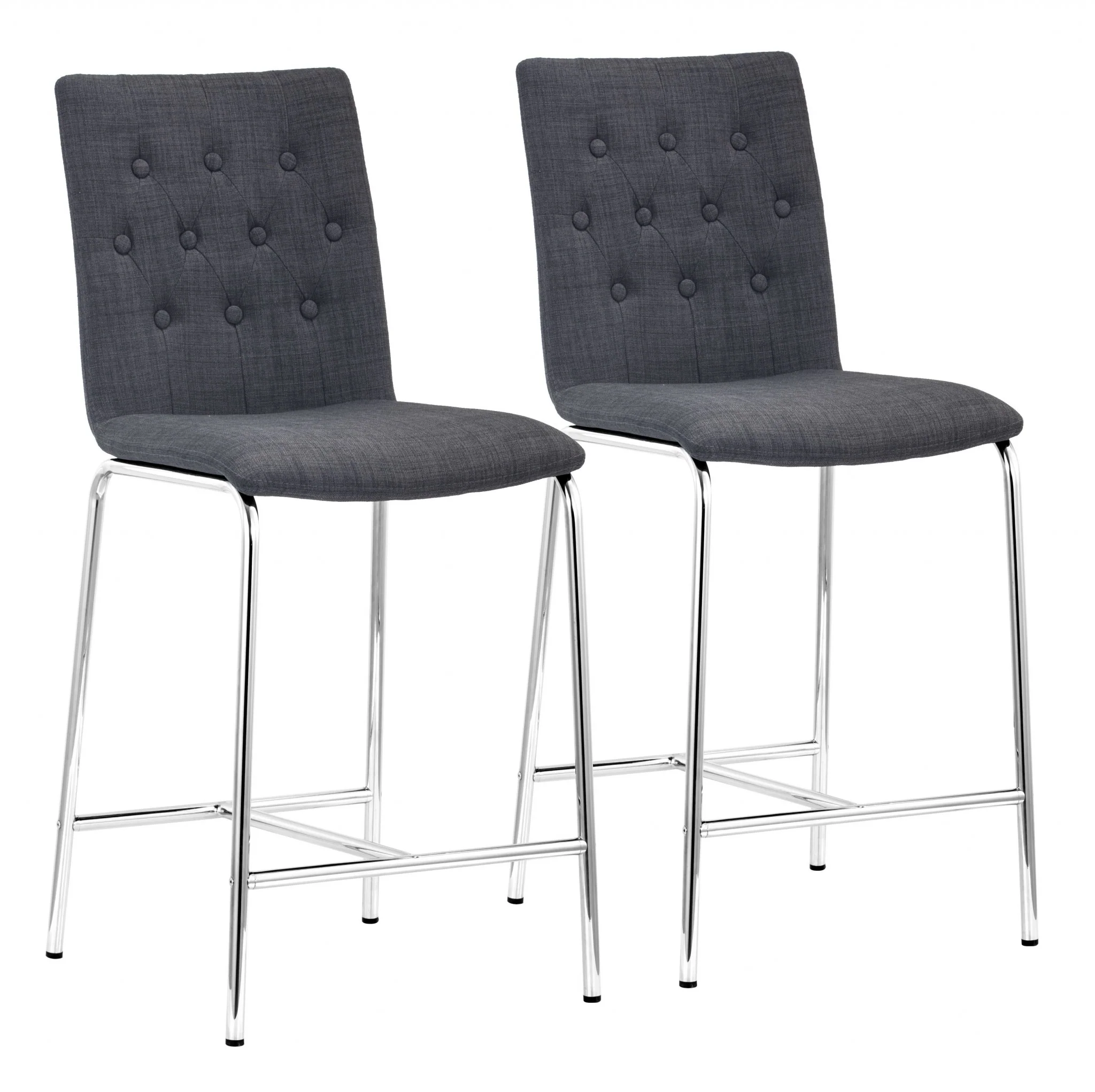 Set Of Two 39" Graphite Low Back Chairs With Footrest By Homeroots - Image 6