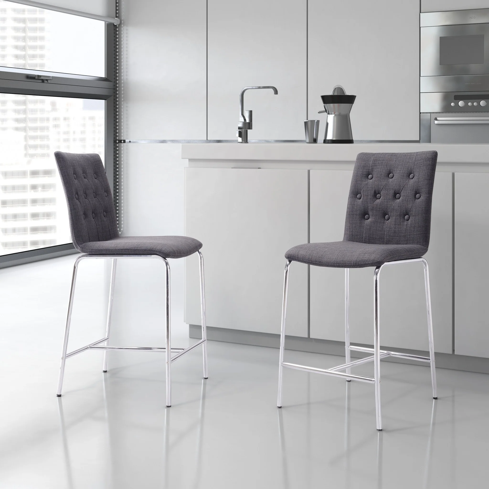 Set Of Two 39" Graphite Low Back Chairs With Footrest By Homeroots - Image 7