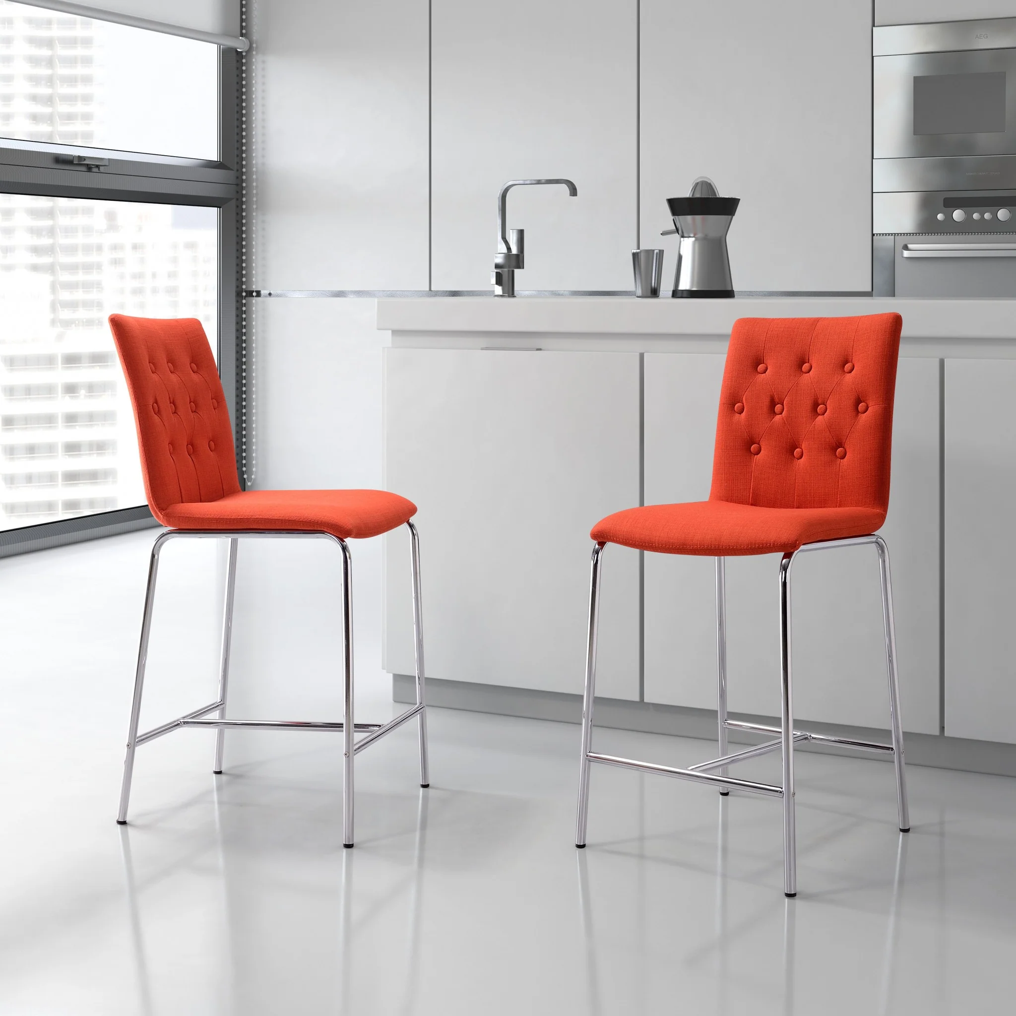 Set Of Two 39" Tangerine Low Back Chairs With Footrest By Homeroots - Image 7