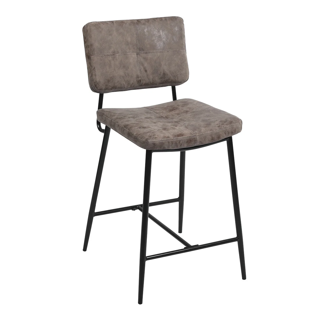Set Of Two 39" Vintage Brown Faux Leather And Black Low Back Bar Height Bar Chairs By Homeroots - Image 2