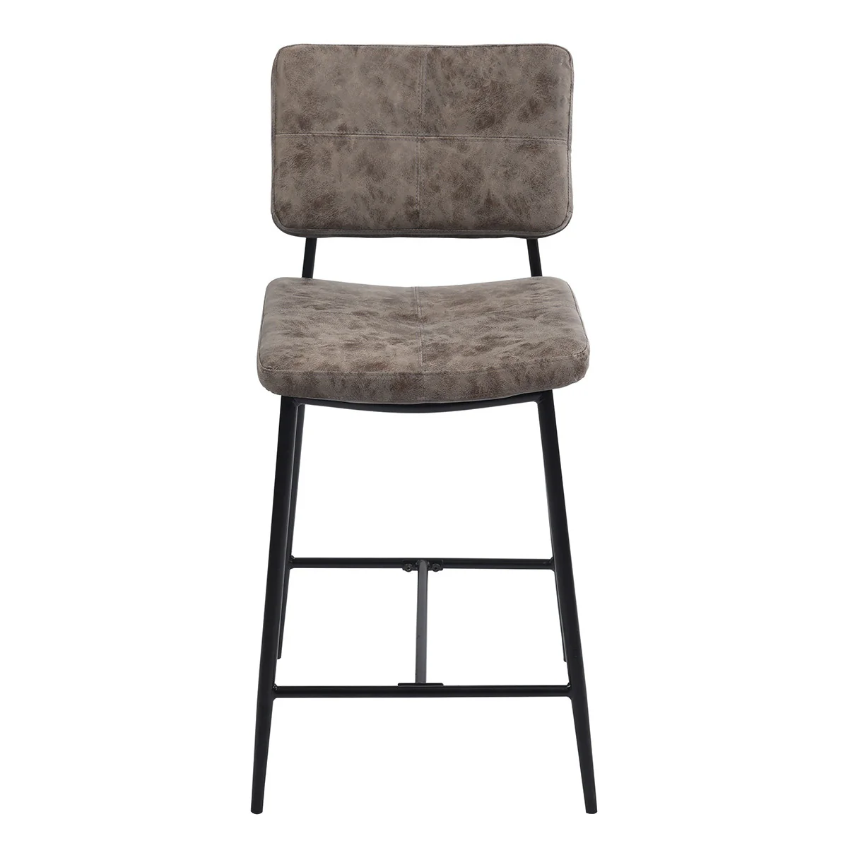 Set Of Two 39" Vintage Brown Faux Leather And Black Low Back Bar Height Bar Chairs By Homeroots - Image 3
