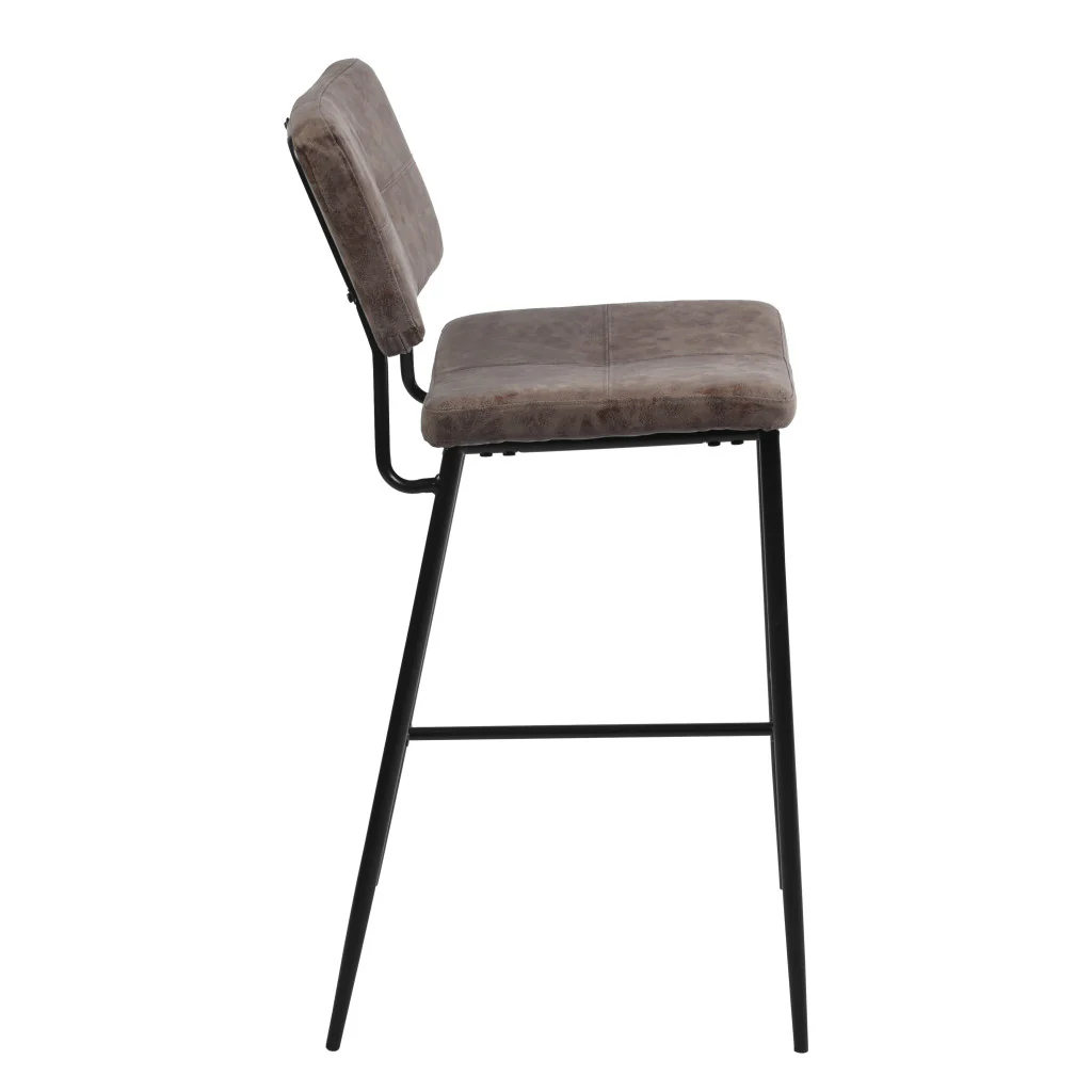 Set Of Two 39" Vintage Brown Faux Leather And Black Low Back Bar Height Bar Chairs By Homeroots - Image 4