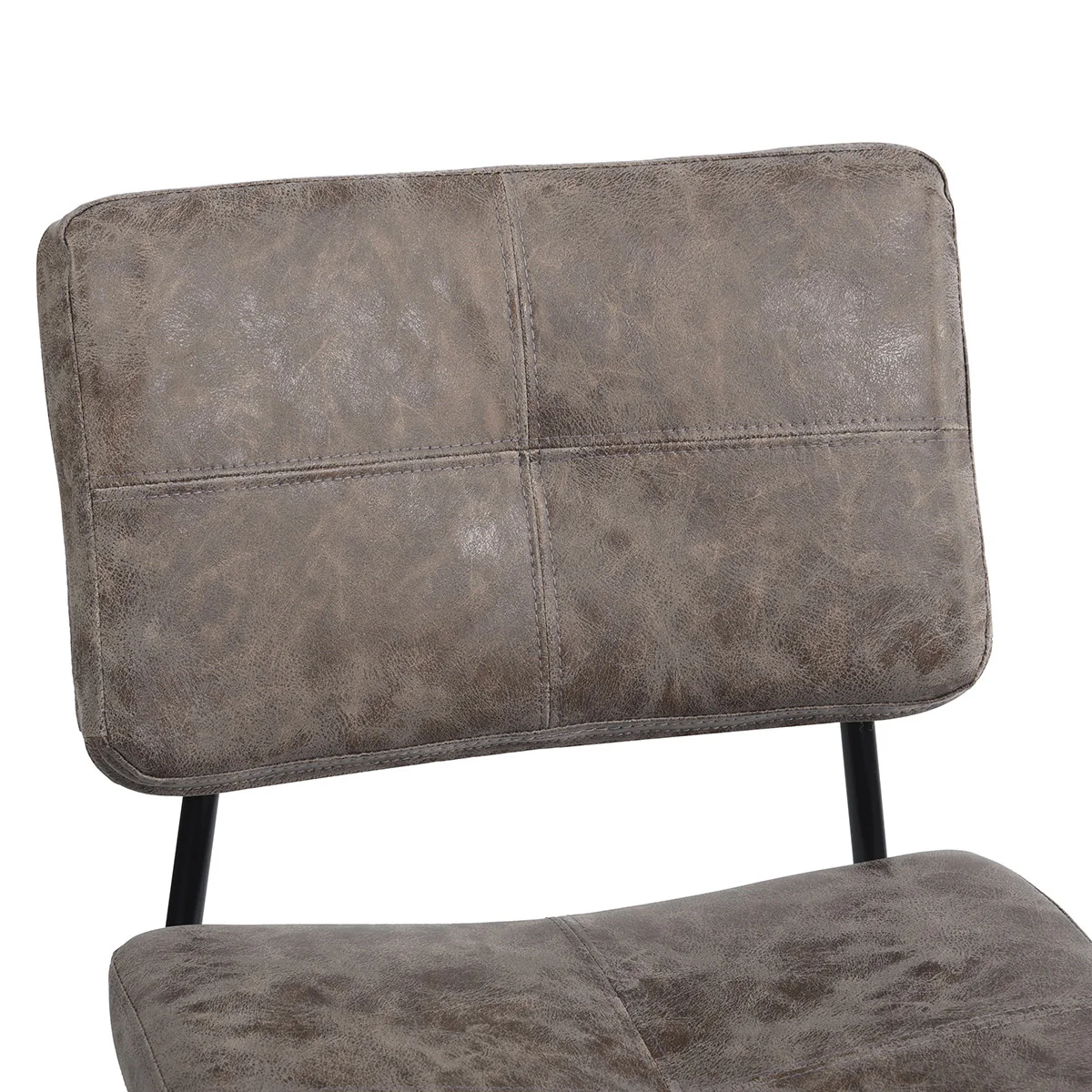 Set Of Two 39" Vintage Brown Faux Leather And Black Low Back Bar Height Bar Chairs By Homeroots - Image 5