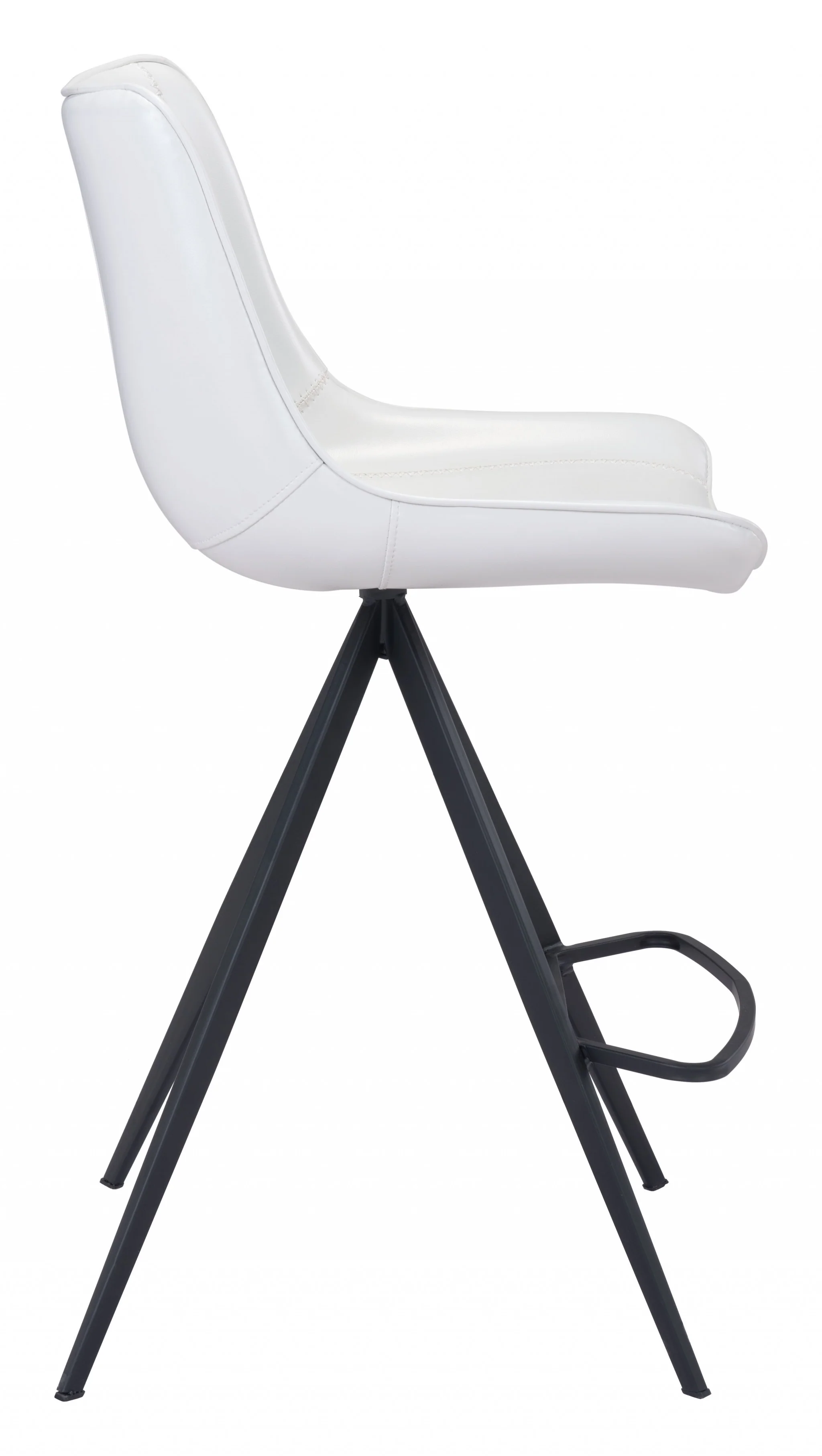 Set Of Two 39" White And Black Steel Low Back Counter Height Bar Chairs With Footrest By Homeroots - Image 2