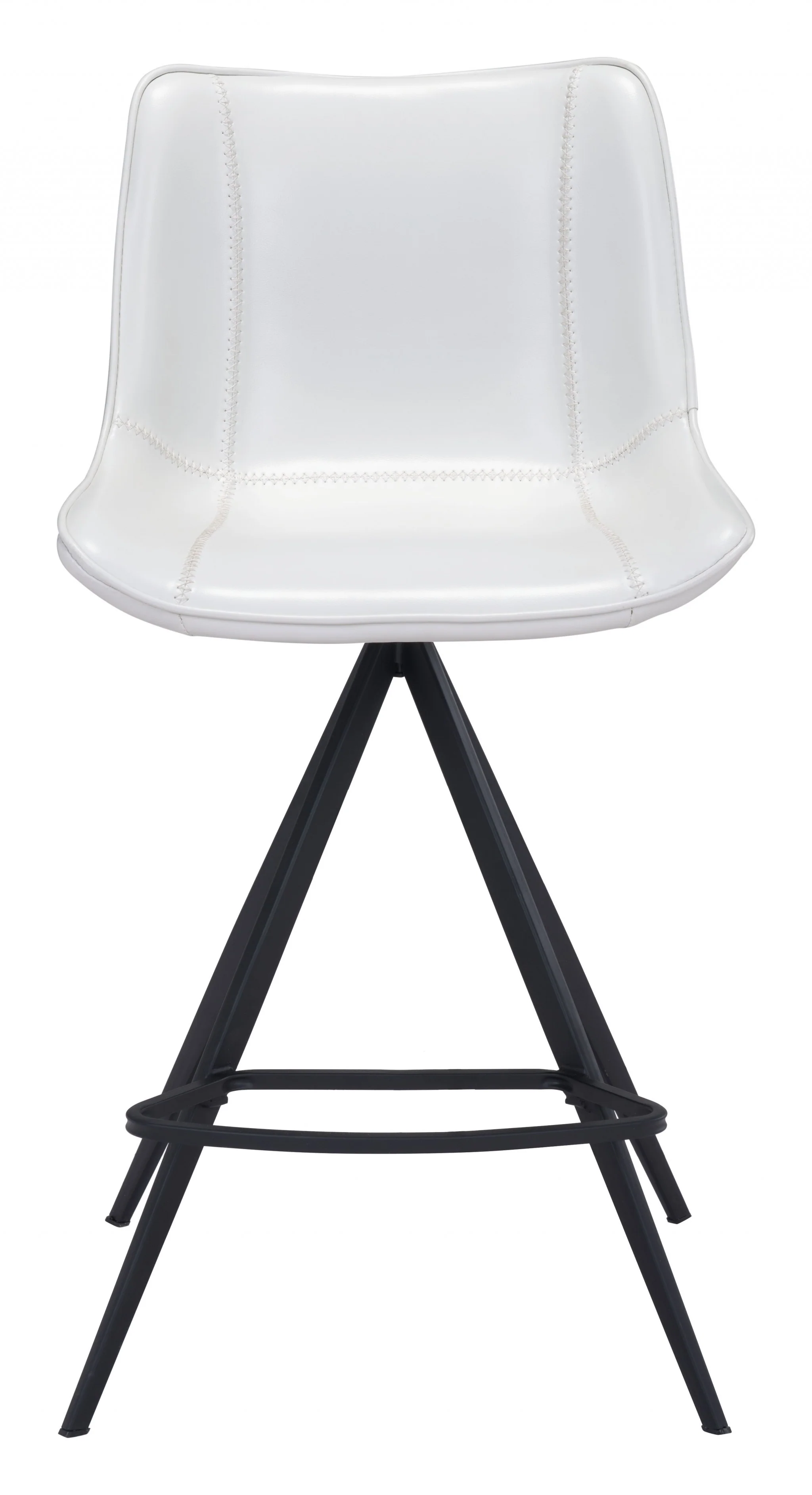 Set Of Two 39" White And Black Steel Low Back Counter Height Bar Chairs With Footrest By Homeroots - Image 3