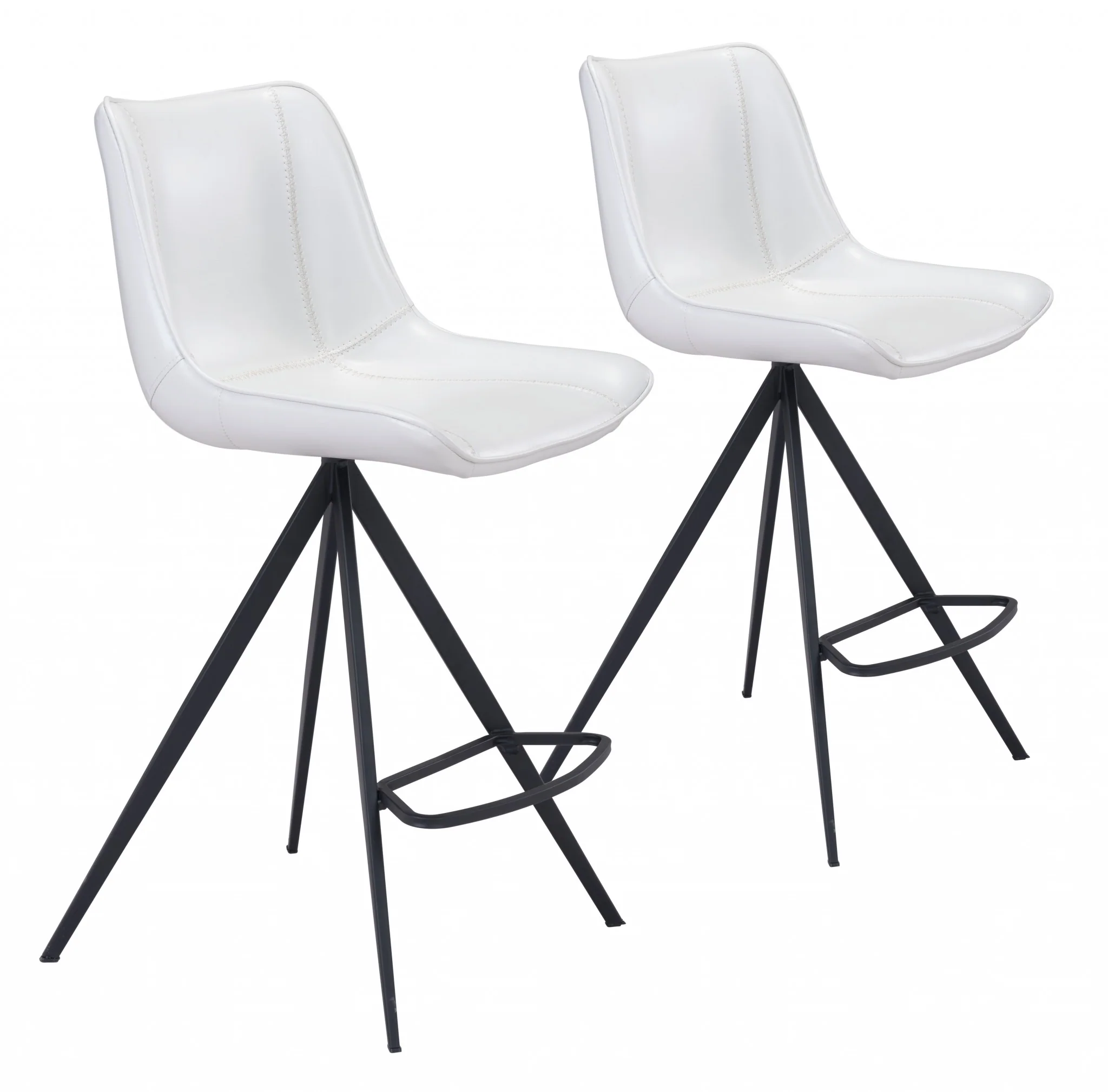Set Of Two 39" White And Black Steel Low Back Counter Height Bar Chairs With Footrest By Homeroots - Image 6