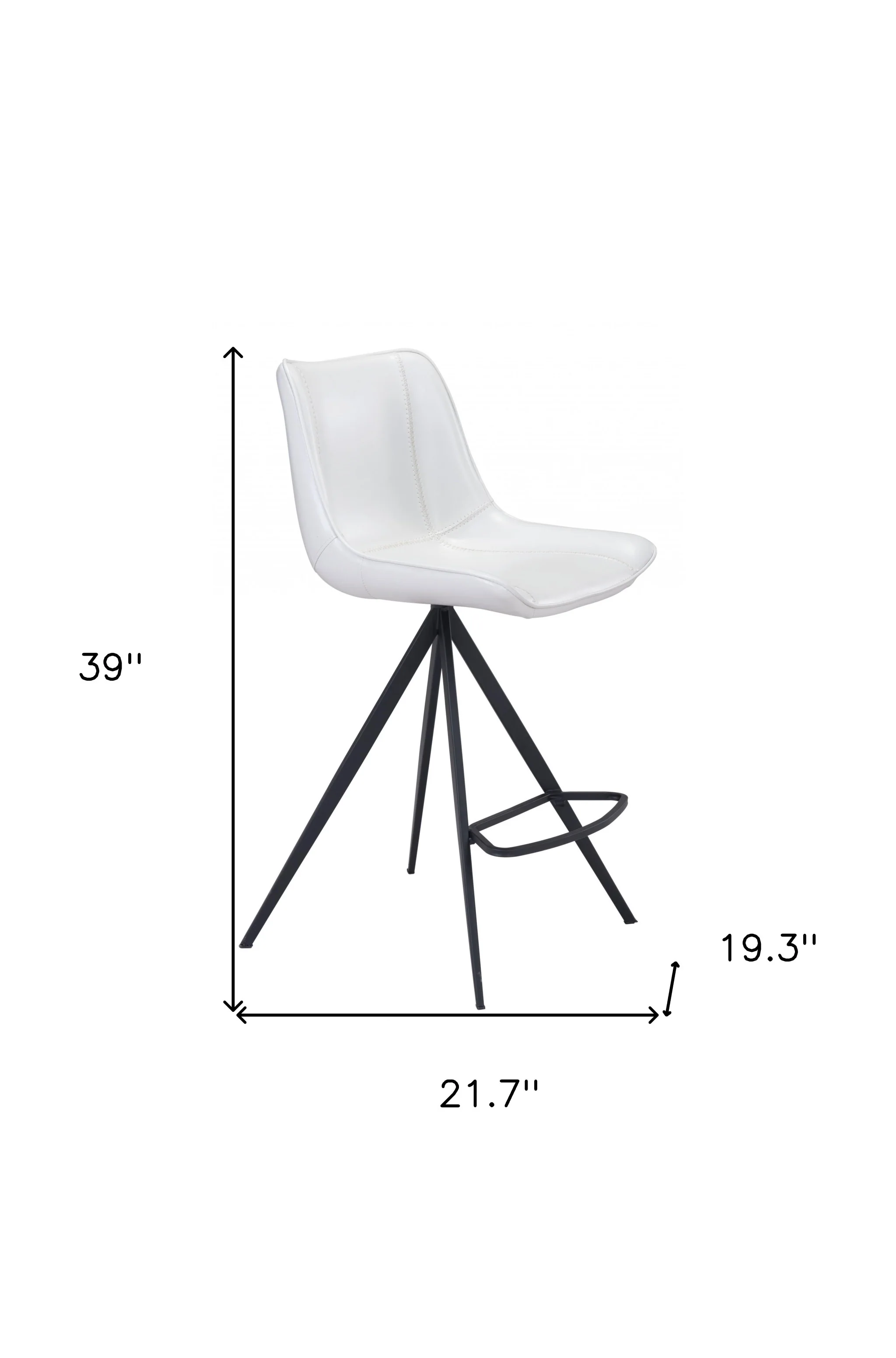 Set Of Two 39" White And Black Steel Low Back Counter Height Bar Chairs With Footrest By Homeroots - Image 8