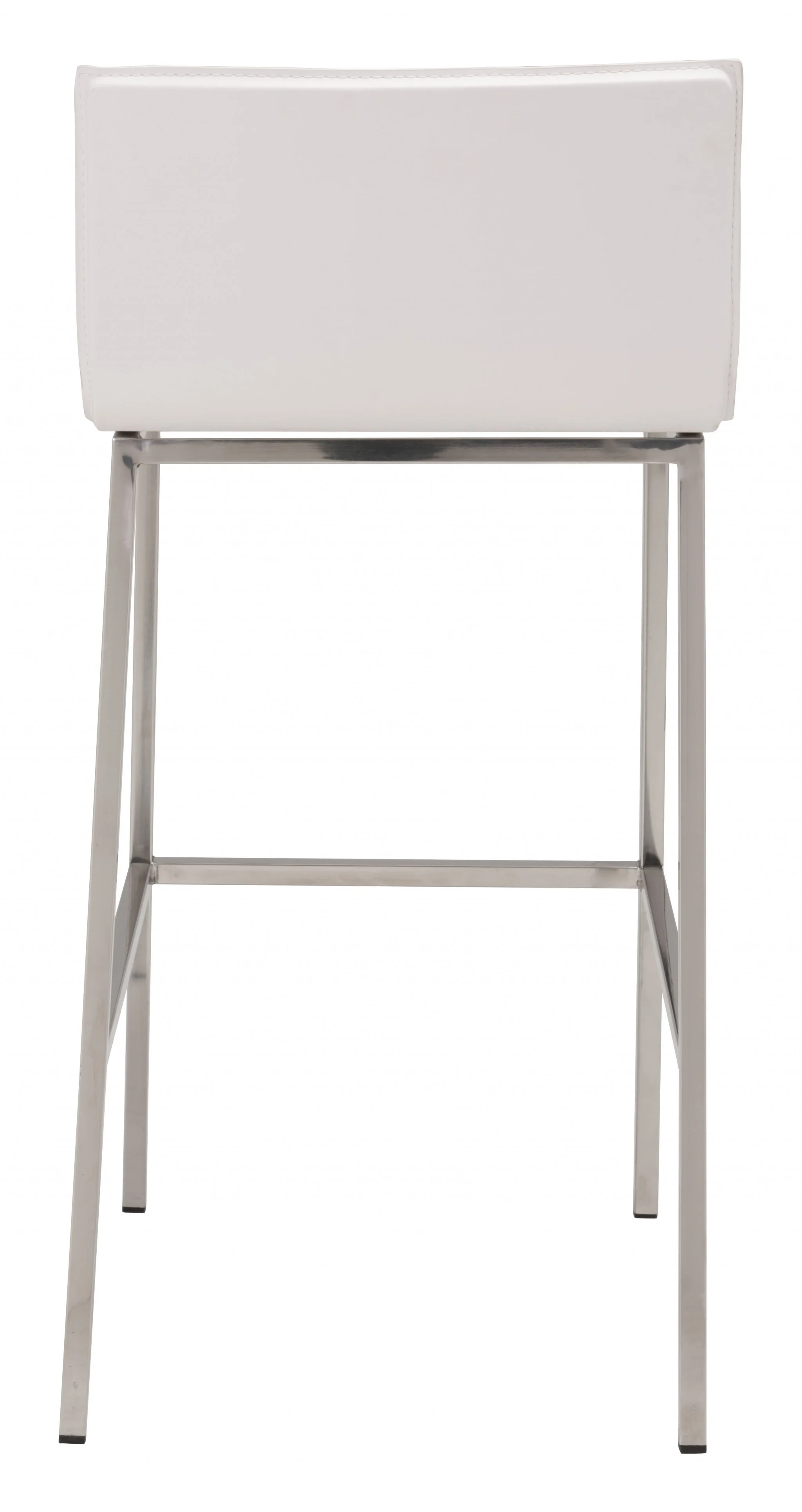 Set Of Two 39" White And Silver Steel Low Back Bar Height Chairs With Footrest By Homeroots - Image 4