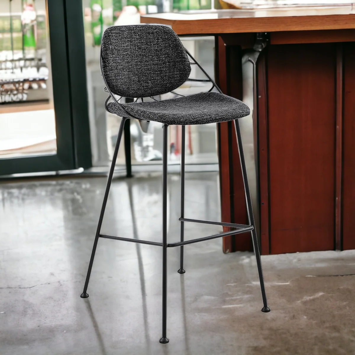 Set Of Two 40" Black Steel Low Back Bar Height Chairs With Footrest By Homeroots - Image 2