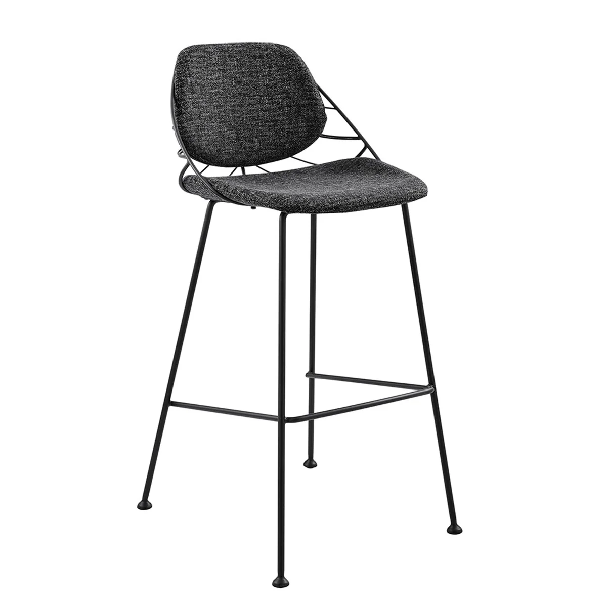 Set Of Two 40" Black Steel Low Back Bar Height Chairs With Footrest By Homeroots - Image 3