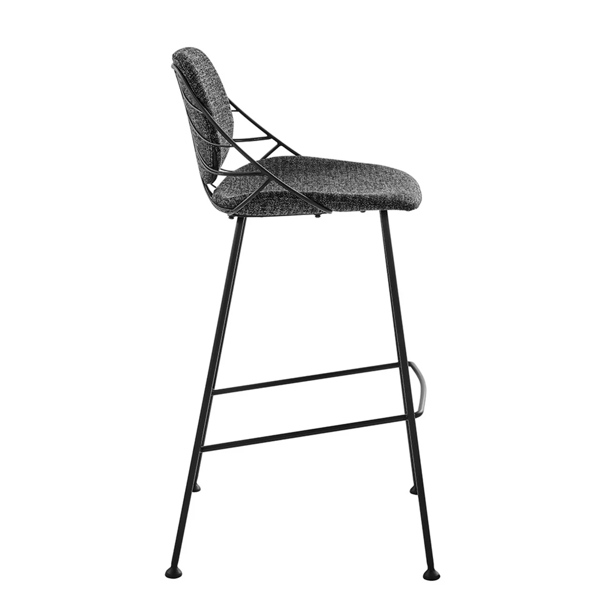 Set Of Two 40" Black Steel Low Back Bar Height Chairs With Footrest By Homeroots - Image 4