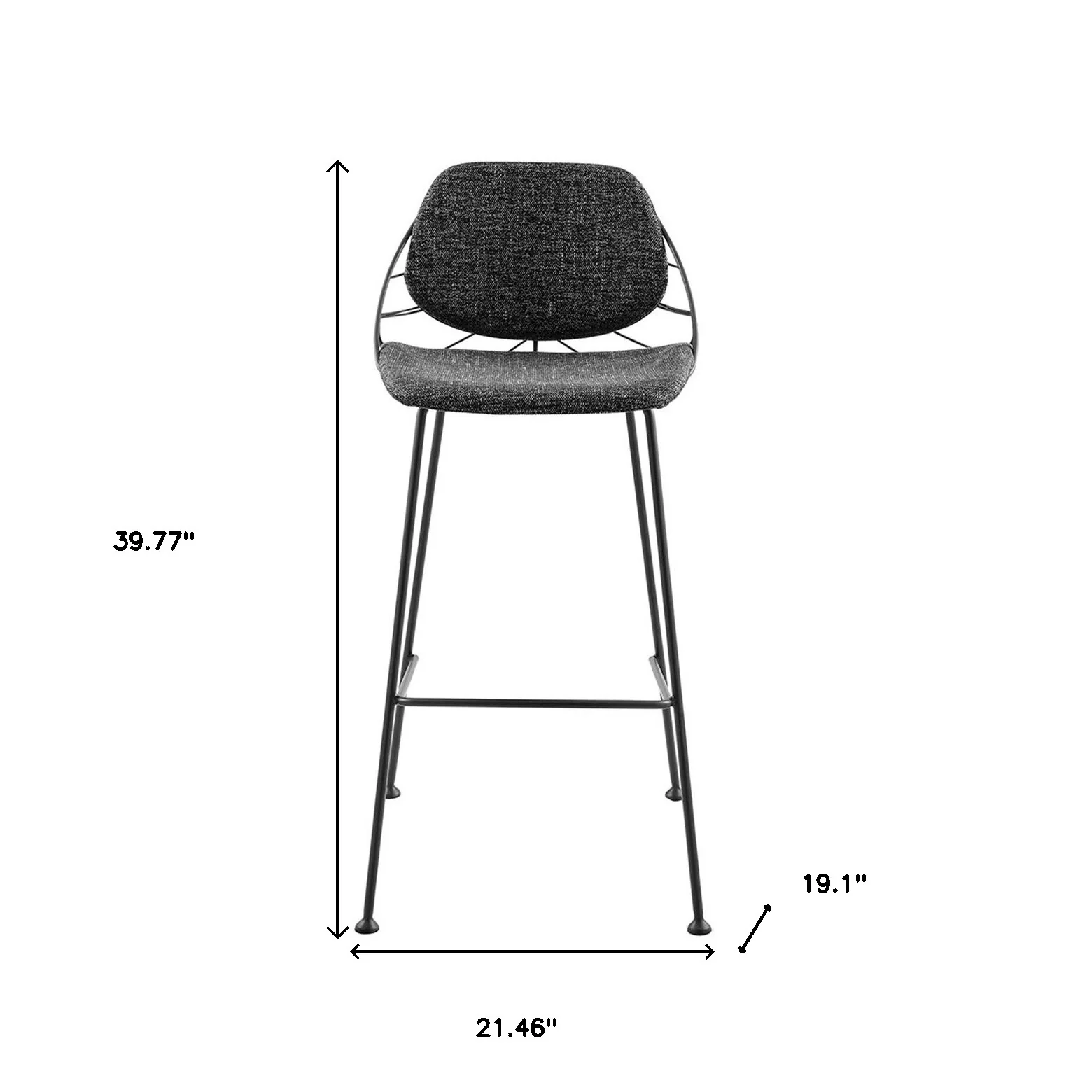Set Of Two 40" Black Steel Low Back Bar Height Chairs With Footrest By Homeroots - Image 7