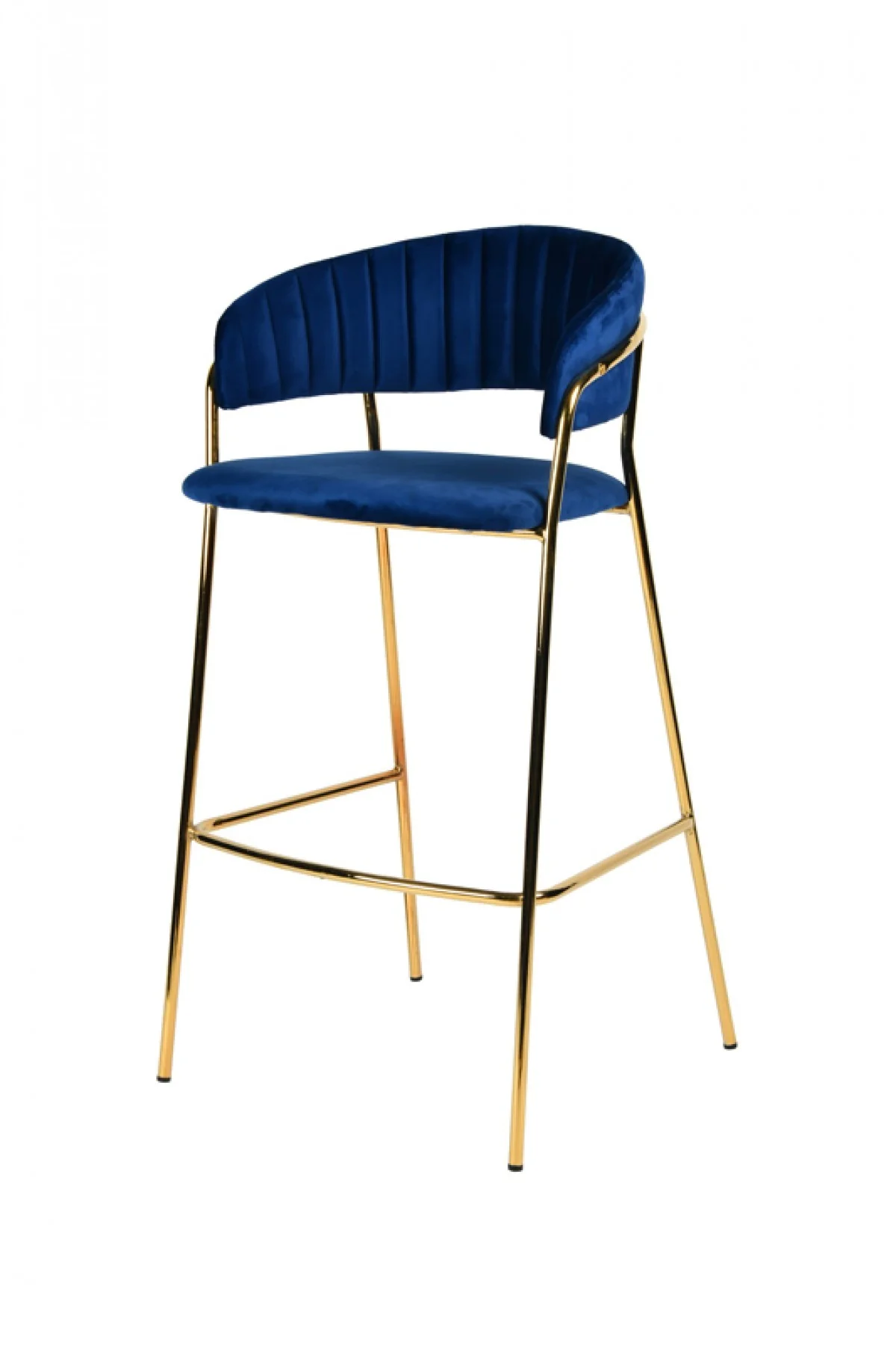 Set Of Two 40" Blue And Golden Steel Low Back Bar Height Bar Chairs With Footrest By Homeroots - Image 2