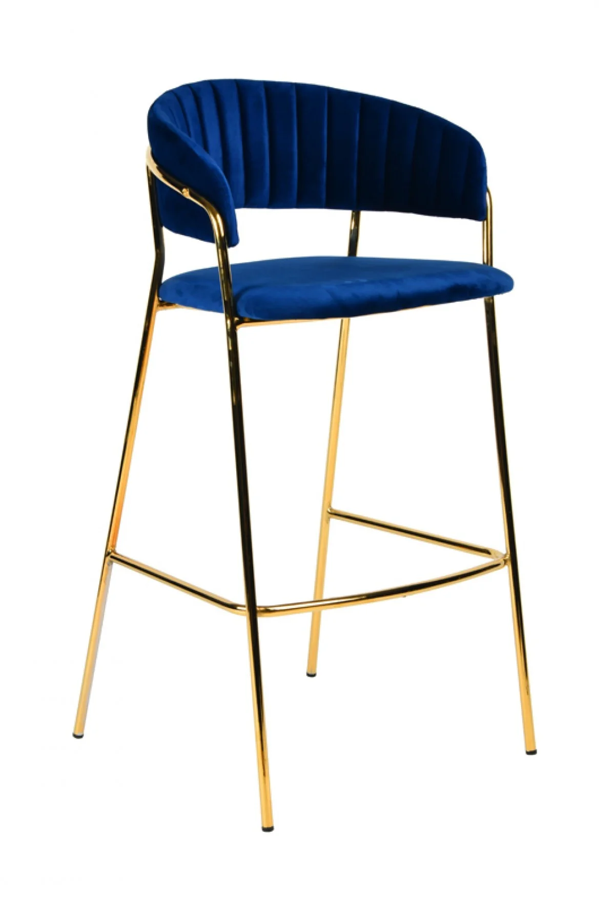 Set Of Two 40" Blue And Golden Steel Low Back Bar Height Bar Chairs With Footrest By Homeroots - Image 3