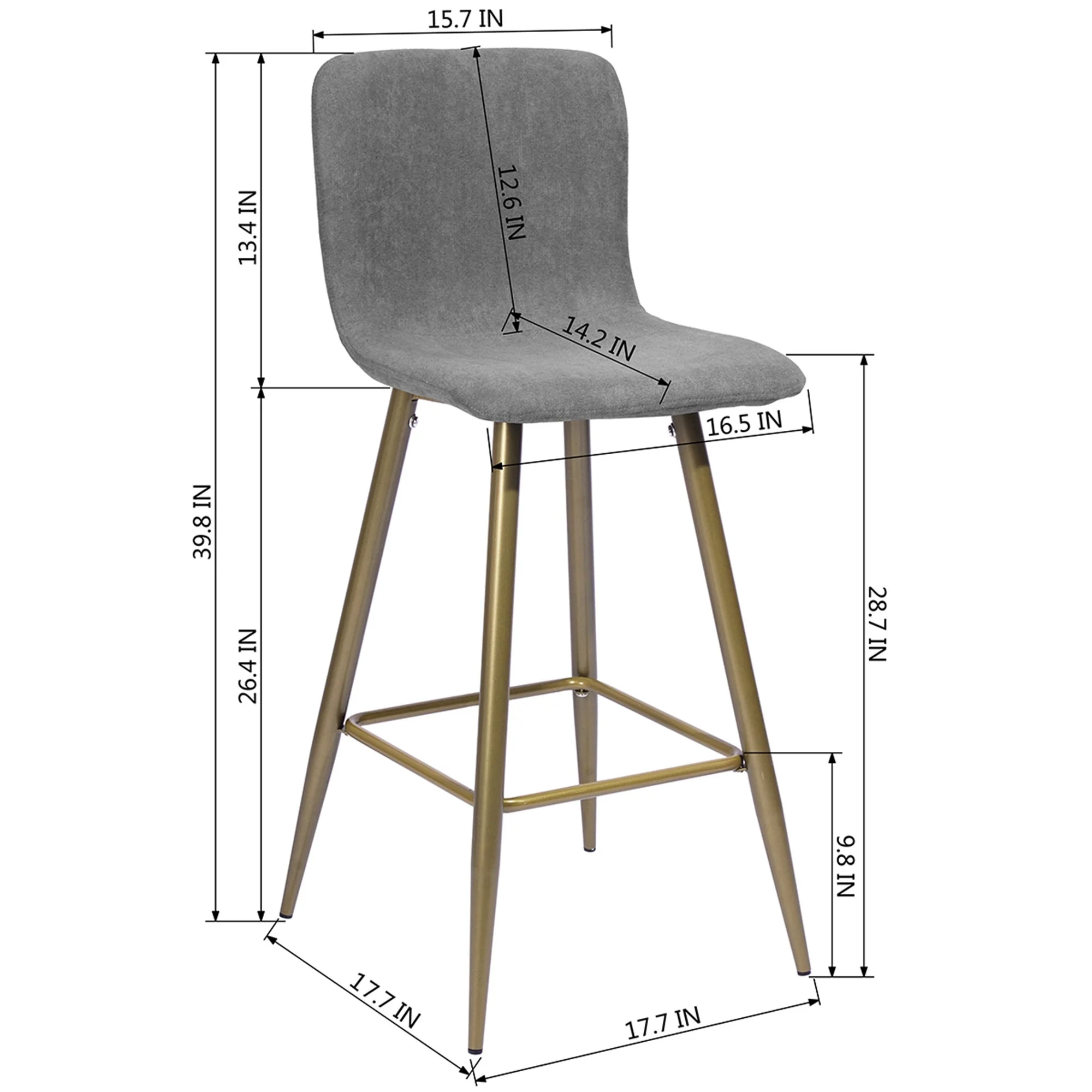 Set Of Two 40" Gray And Gold Bar Height Chairs With Footrest By Homeroots - Image 8