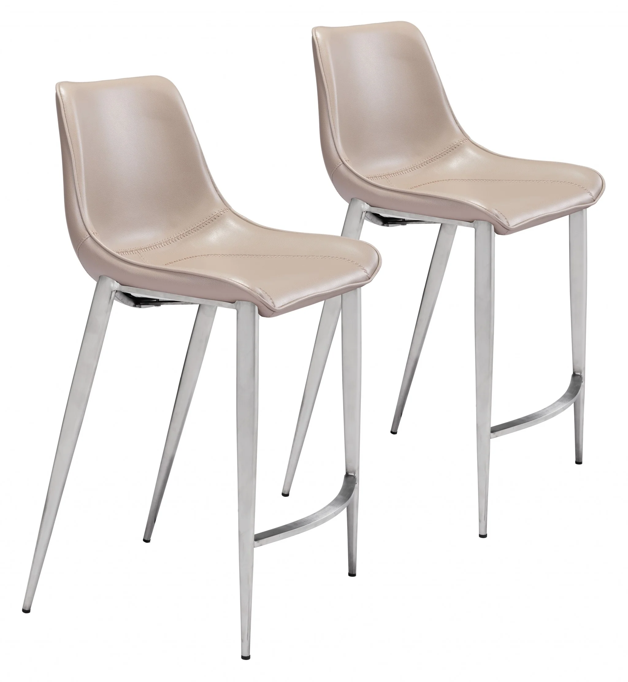 Set Of Two 40" Gray And Silver Steel Low Back Counter Height Bar Chairs With Footrest By Homeroots - Image 6