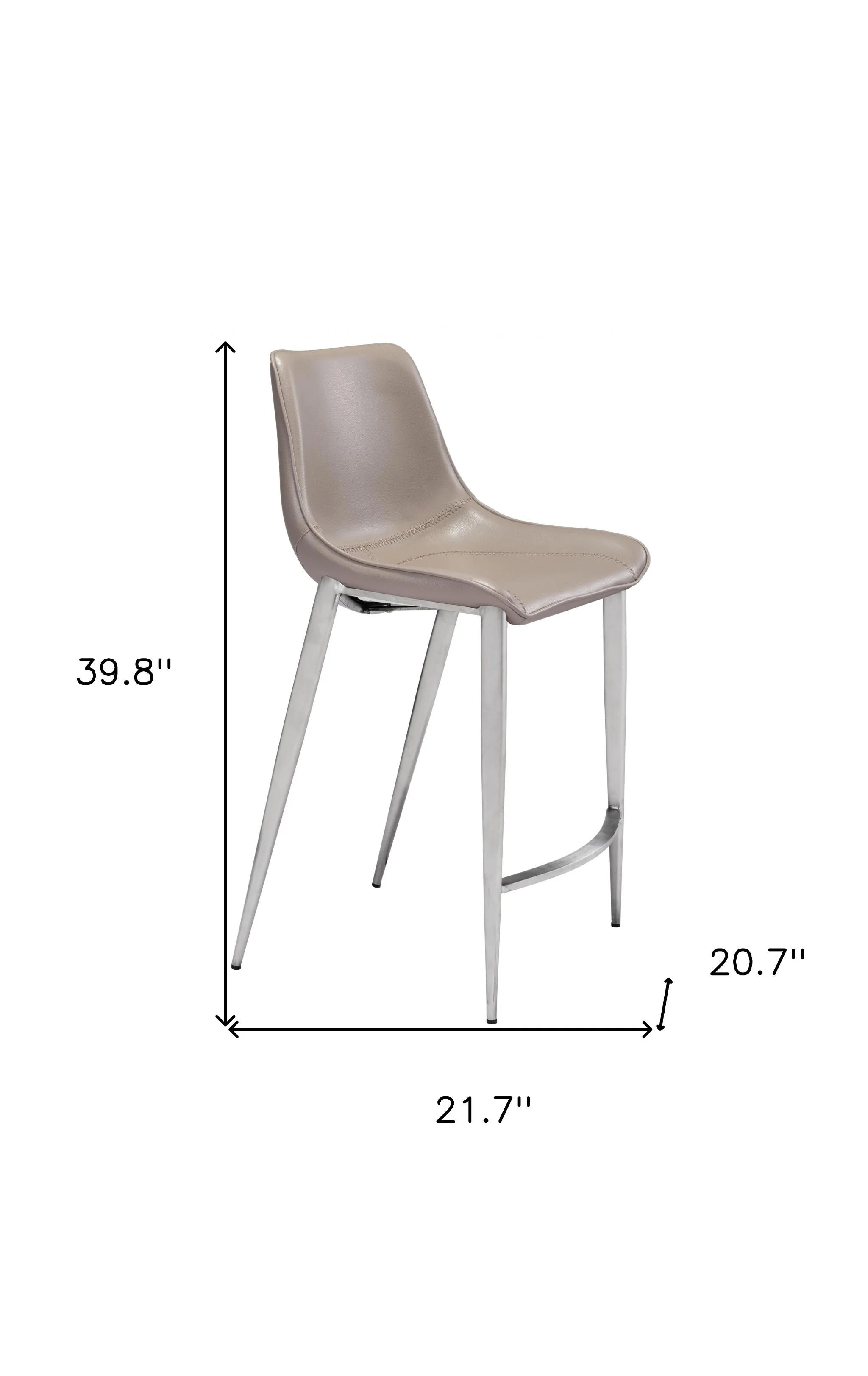 Set Of Two 40" Gray And Silver Steel Low Back Counter Height Bar Chairs With Footrest By Homeroots - Image 8
