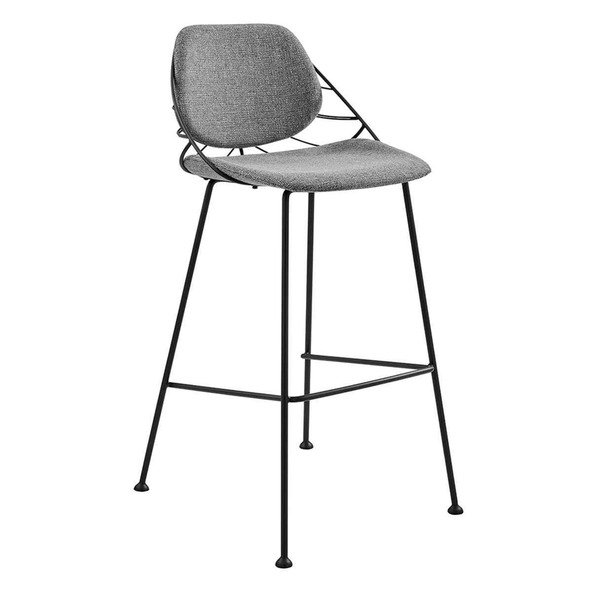 Set Of Two 40" Light Gray And Black Steel Low Back Bar Height Chairs With Footrest By Homeroots - Image 3