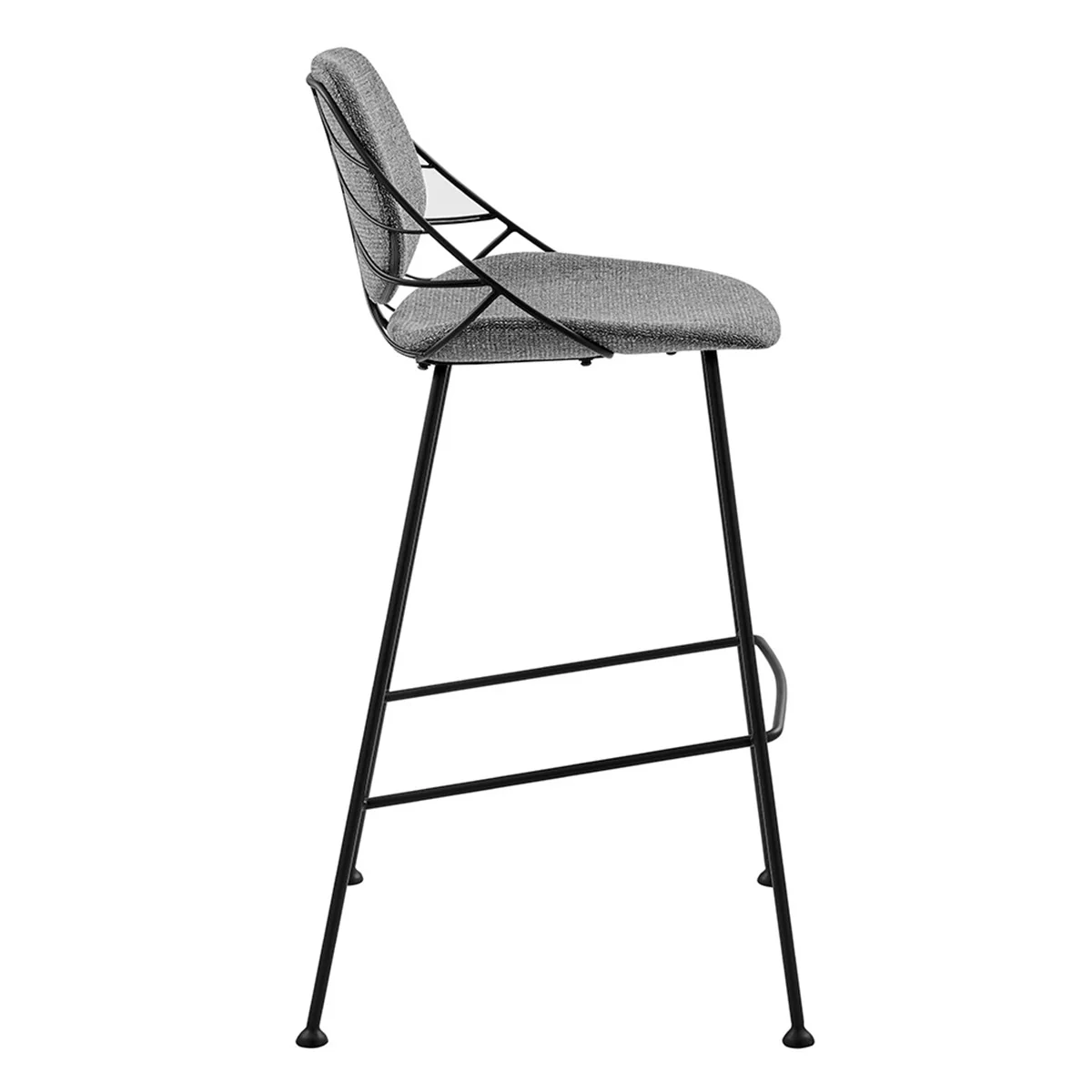 Set Of Two 40" Light Gray And Black Steel Low Back Bar Height Chairs With Footrest By Homeroots - Image 4