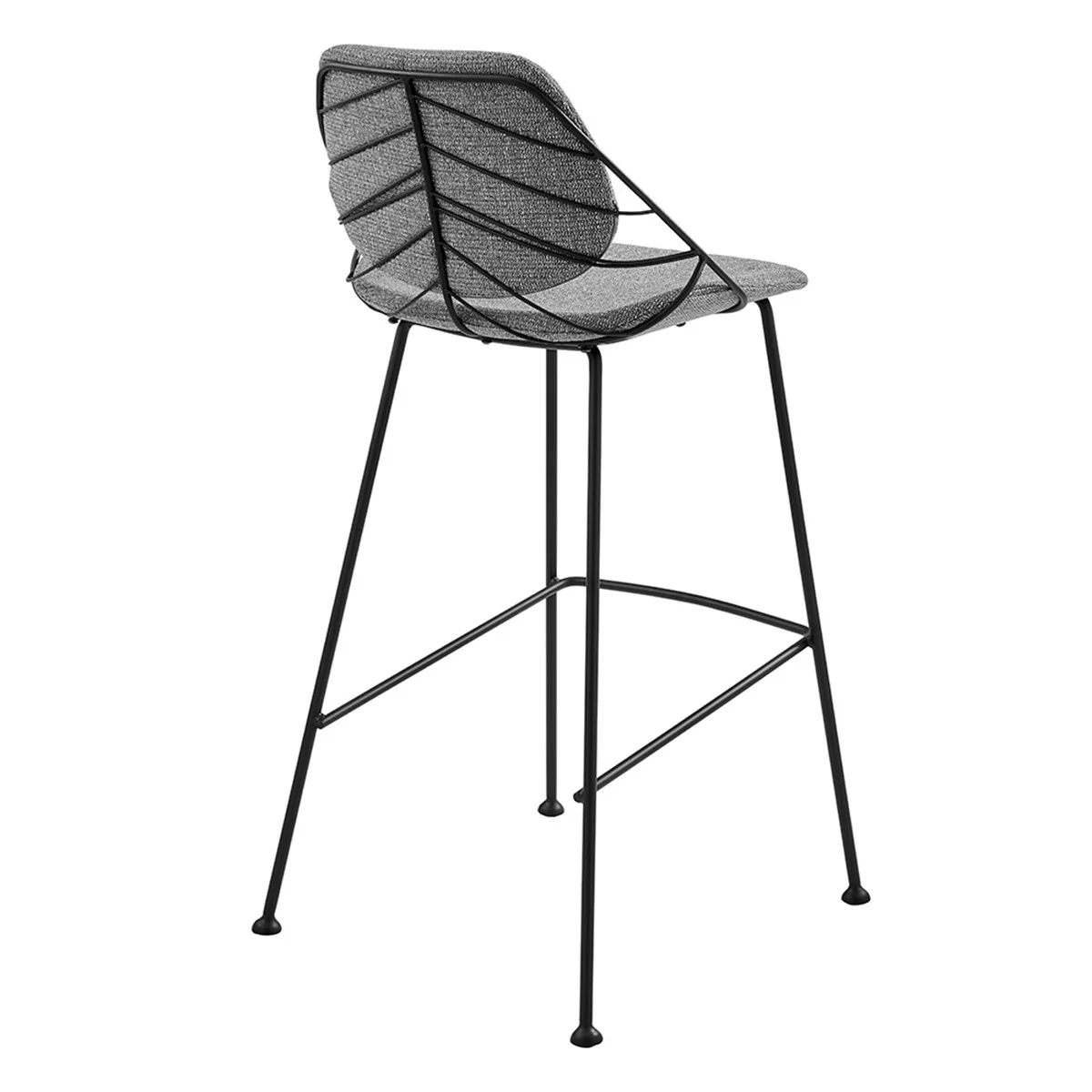 Set Of Two 40" Light Gray And Black Steel Low Back Bar Height Chairs With Footrest By Homeroots - Image 5