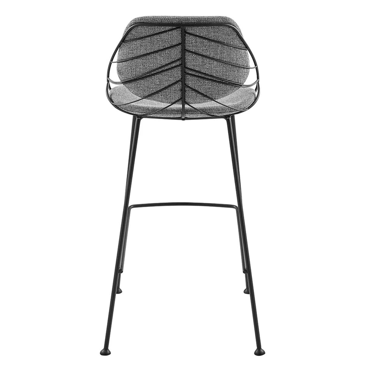 Set Of Two 40" Light Gray And Black Steel Low Back Bar Height Chairs With Footrest By Homeroots - Image 6