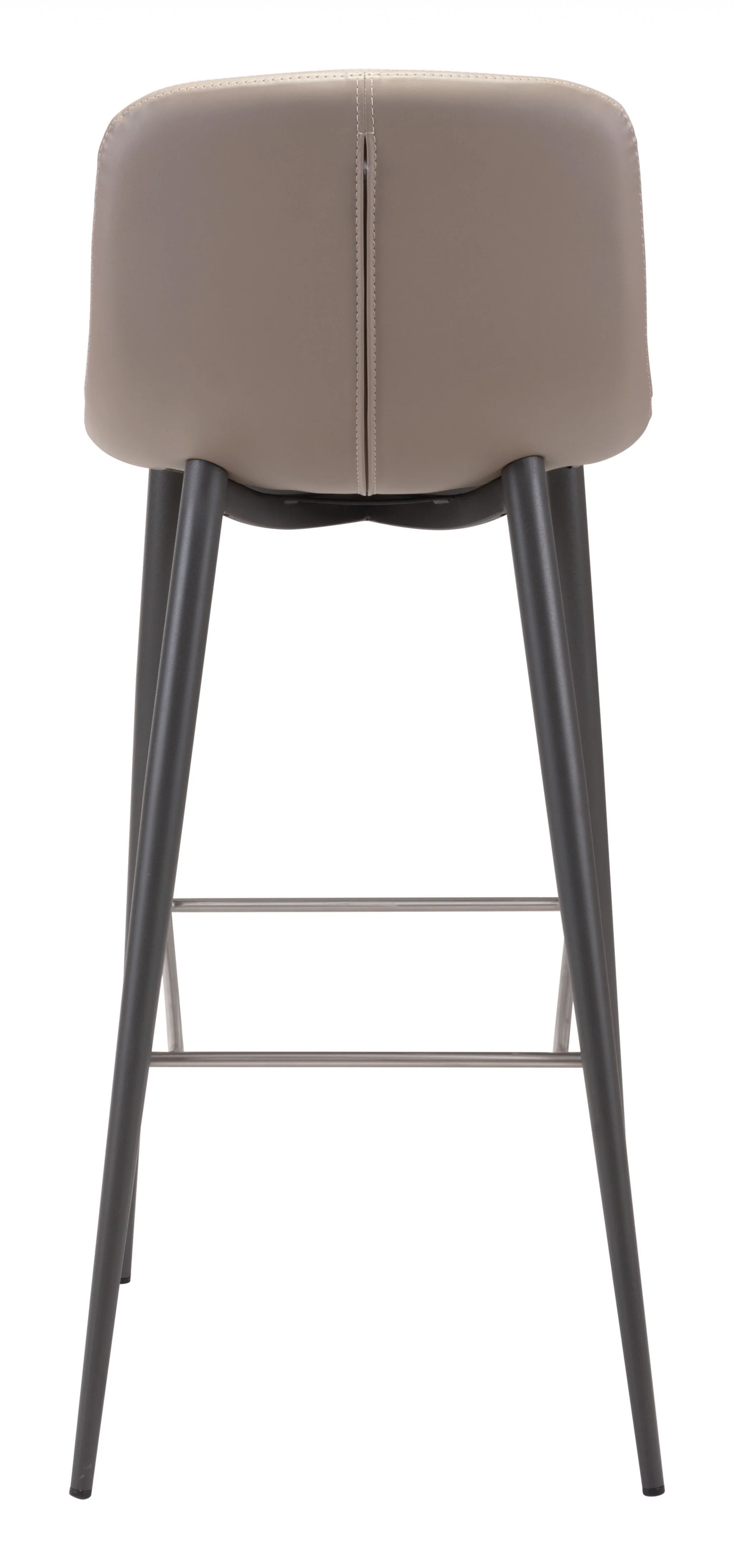 Set Of Two 40" Taupe Faux Leather and Black Bar Height Chairs By Homeroots - Image 4