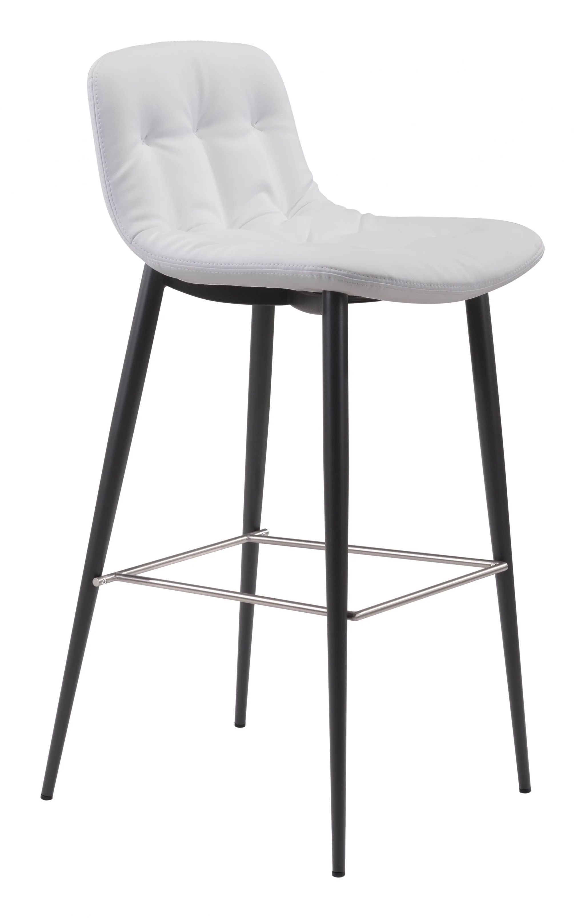 Set Of Two 40" White Steel Low Back Chairs With Footrest By Homeroots - Image 3