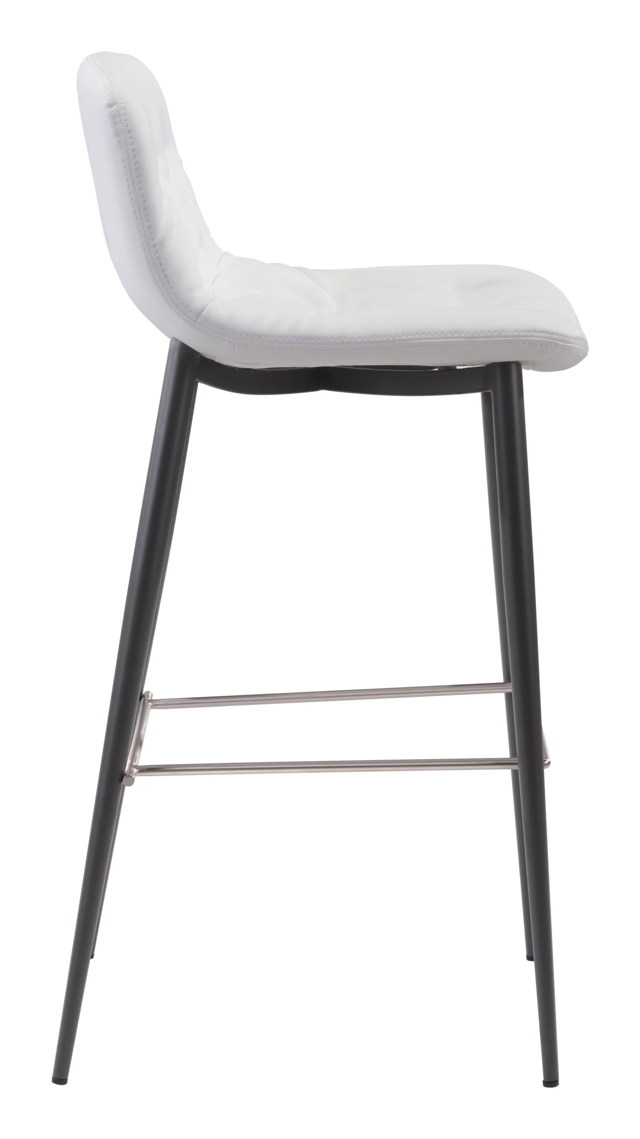 Set Of Two 40" White Steel Low Back Chairs With Footrest By Homeroots - Image 4
