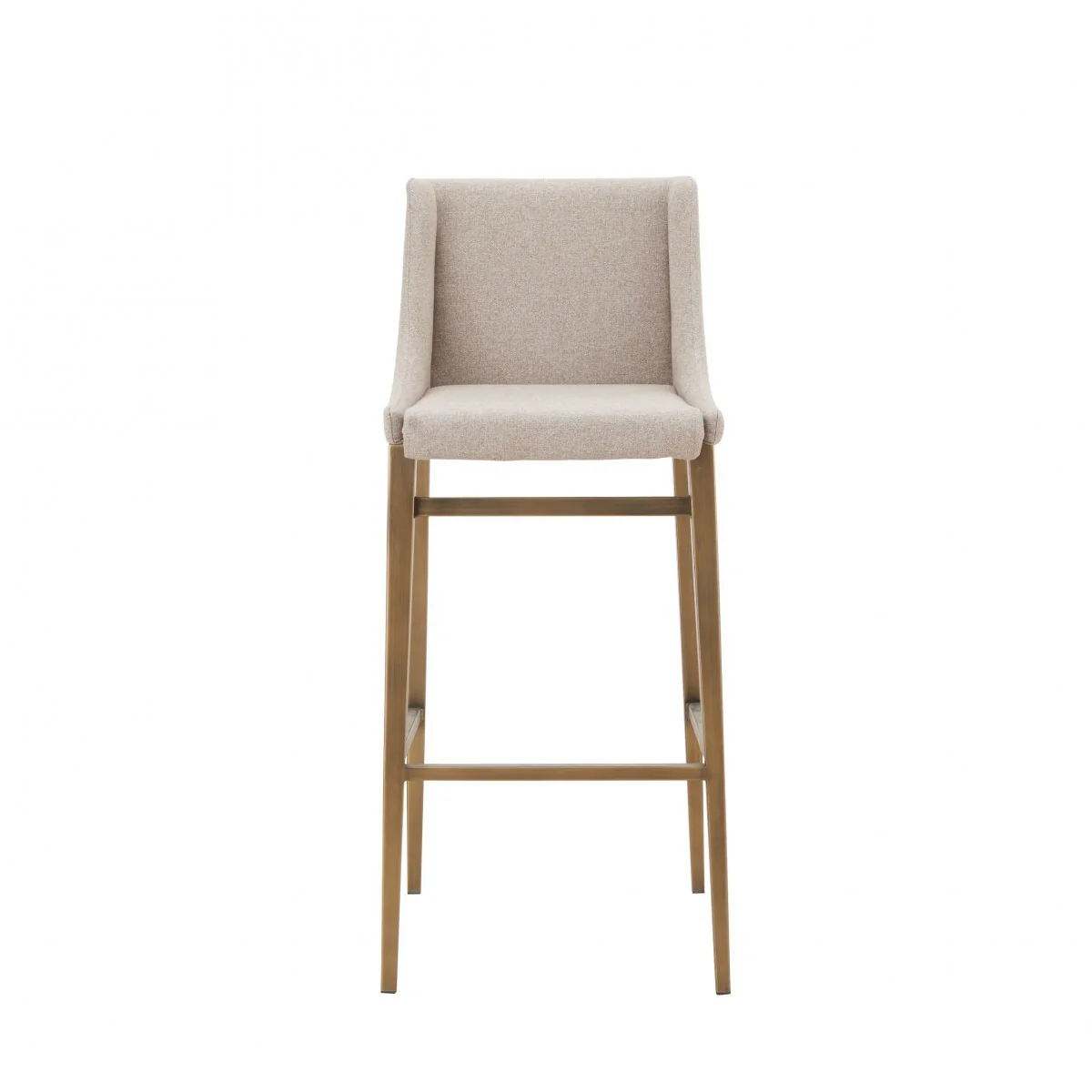 Set Of Two 41" Beige And Antiqued Gold Bar Height Chairs With Footrest By Homeroots - Image 2