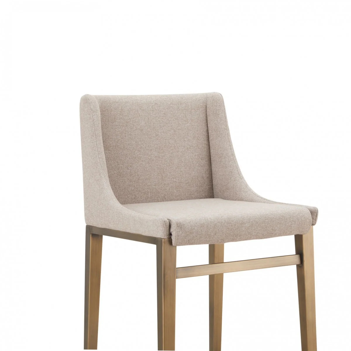 Set Of Two 41" Beige And Antiqued Gold Bar Height Chairs With Footrest By Homeroots - Image 6