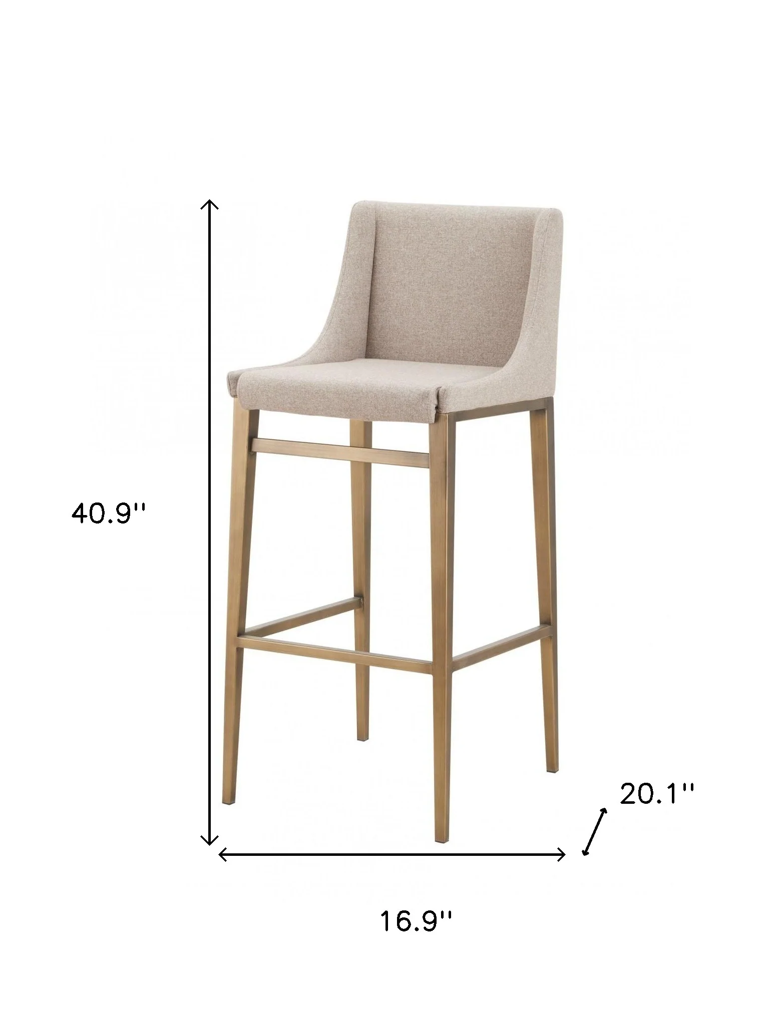 Set Of Two 41" Beige And Antiqued Gold Bar Height Chairs With Footrest By Homeroots - Image 7