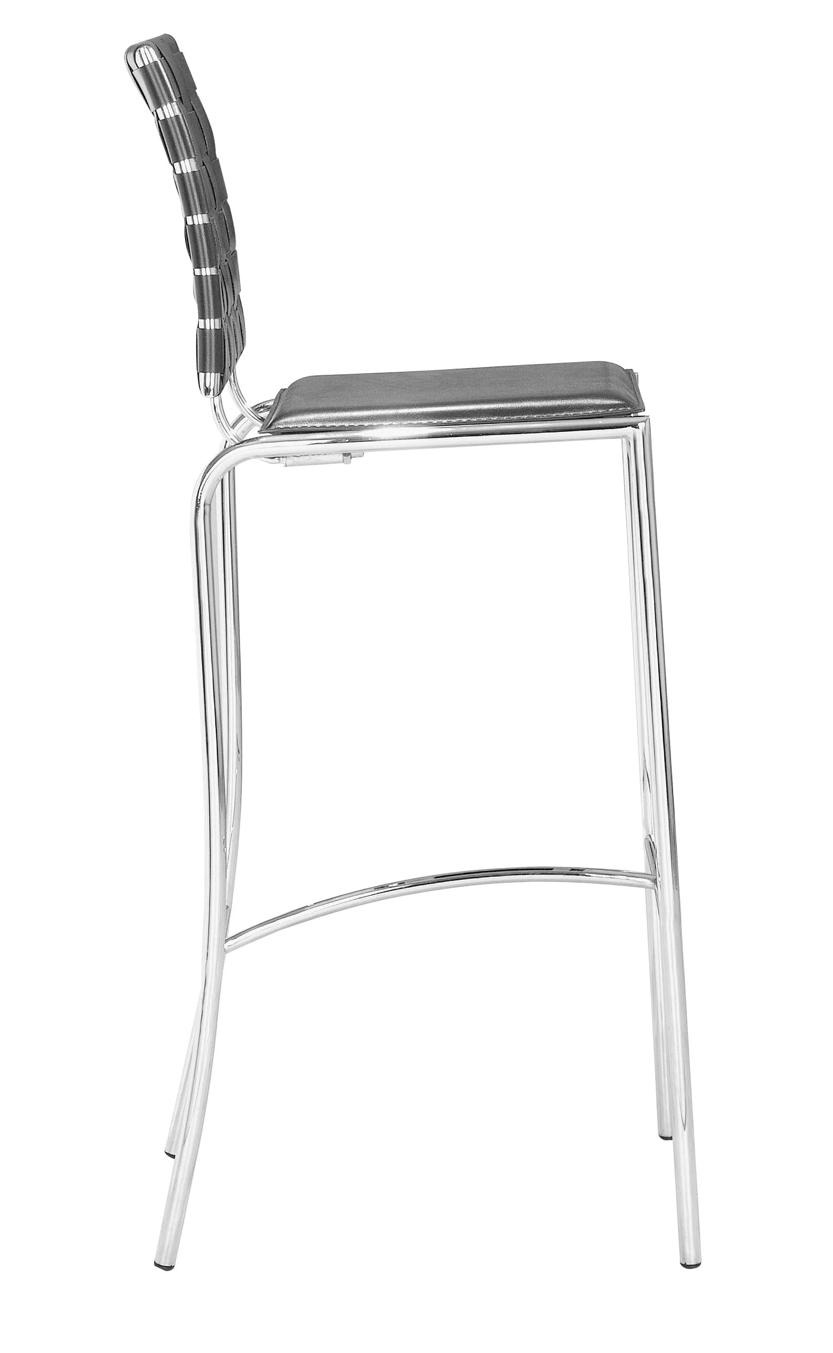 Set Of Two 41" Black And Silver Steel Low Back Bar Height Chairs With Footrest By Homeroots - Image 2