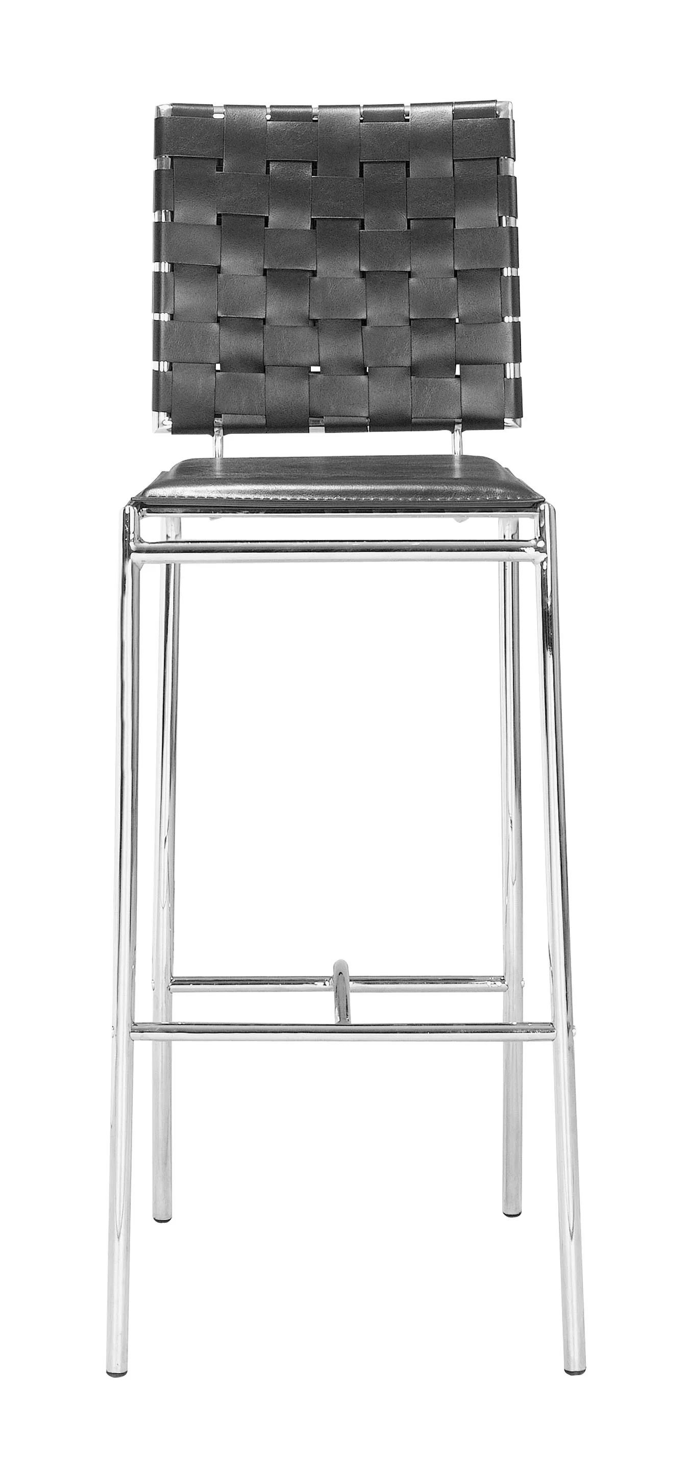 Set Of Two 41" Black And Silver Steel Low Back Bar Height Chairs With Footrest By Homeroots - Image 3
