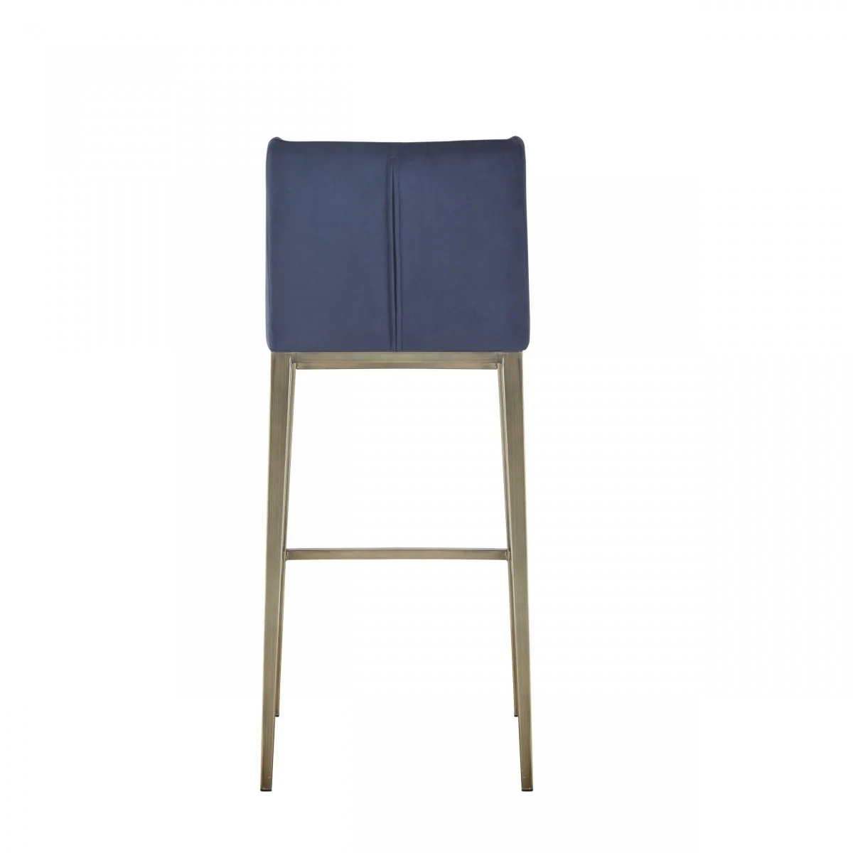 Set Of Two 41" Blue Velvet And Antiqued Gold Bar Height Chairs With Footrest By Homeroots - Image 3