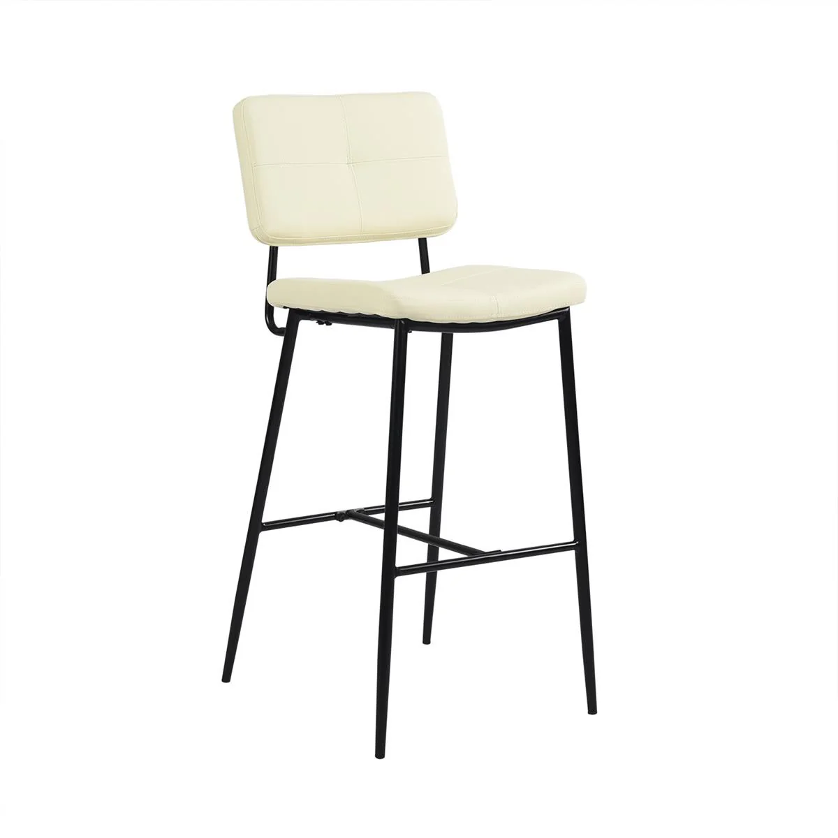 Set Of Two 41" Cream Faux Leather And Black  Low Back Bar Height Bar Chairs By Homeroots - Image 2