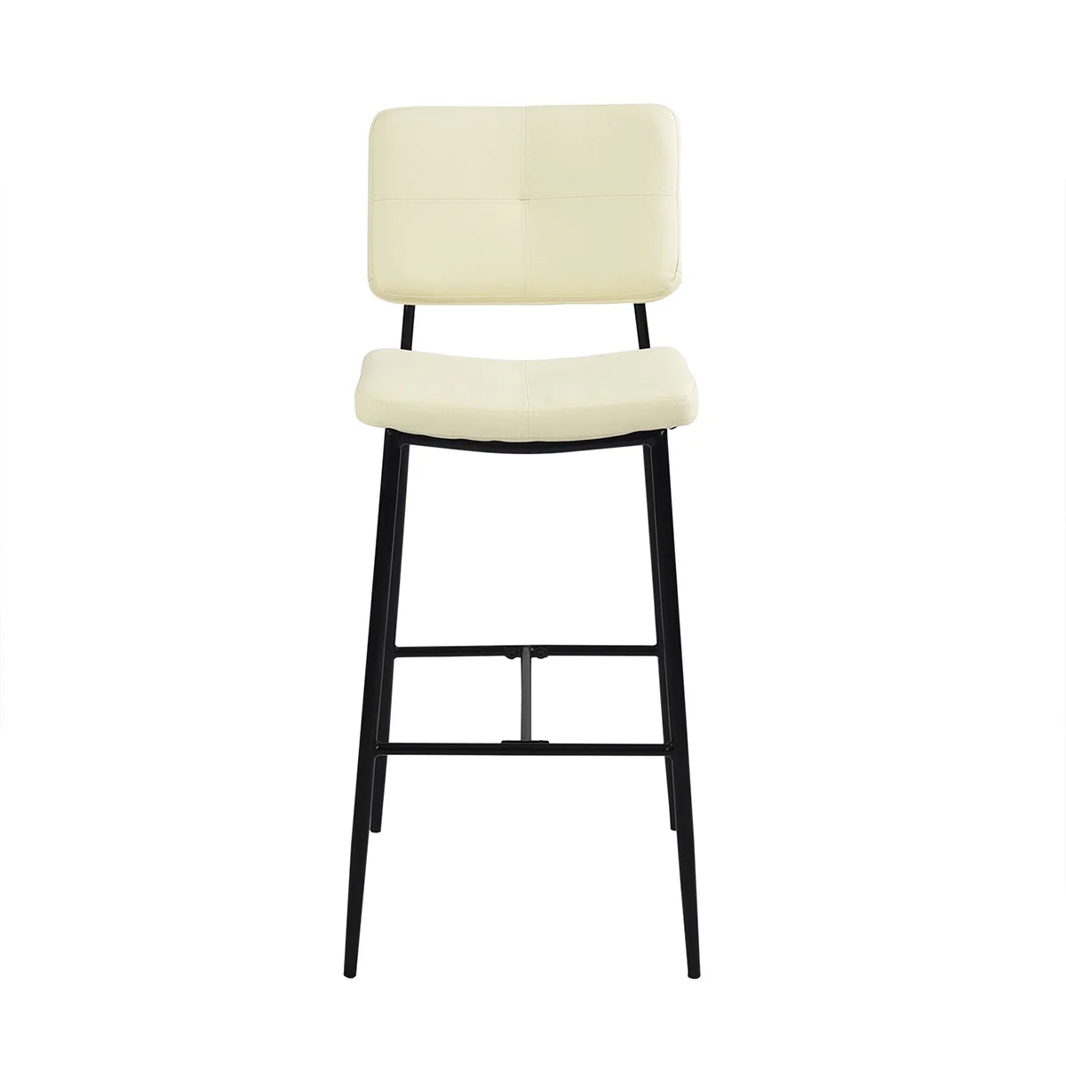 Set Of Two 41" Cream Faux Leather And Black  Low Back Bar Height Bar Chairs By Homeroots - Image 3