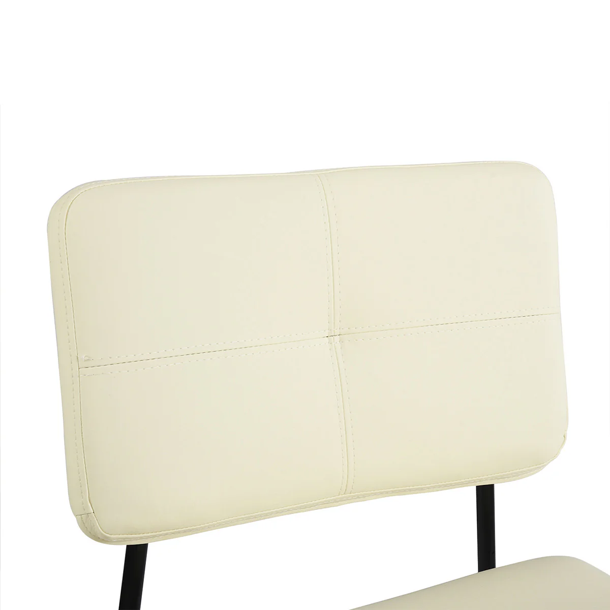 Set Of Two 41" Cream Faux Leather And Black  Low Back Bar Height Bar Chairs By Homeroots - Image 4