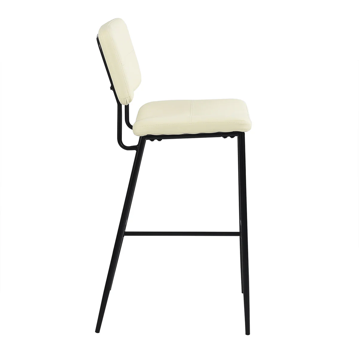 Set Of Two 41" Cream Faux Leather And Black  Low Back Bar Height Bar Chairs By Homeroots - Image 5